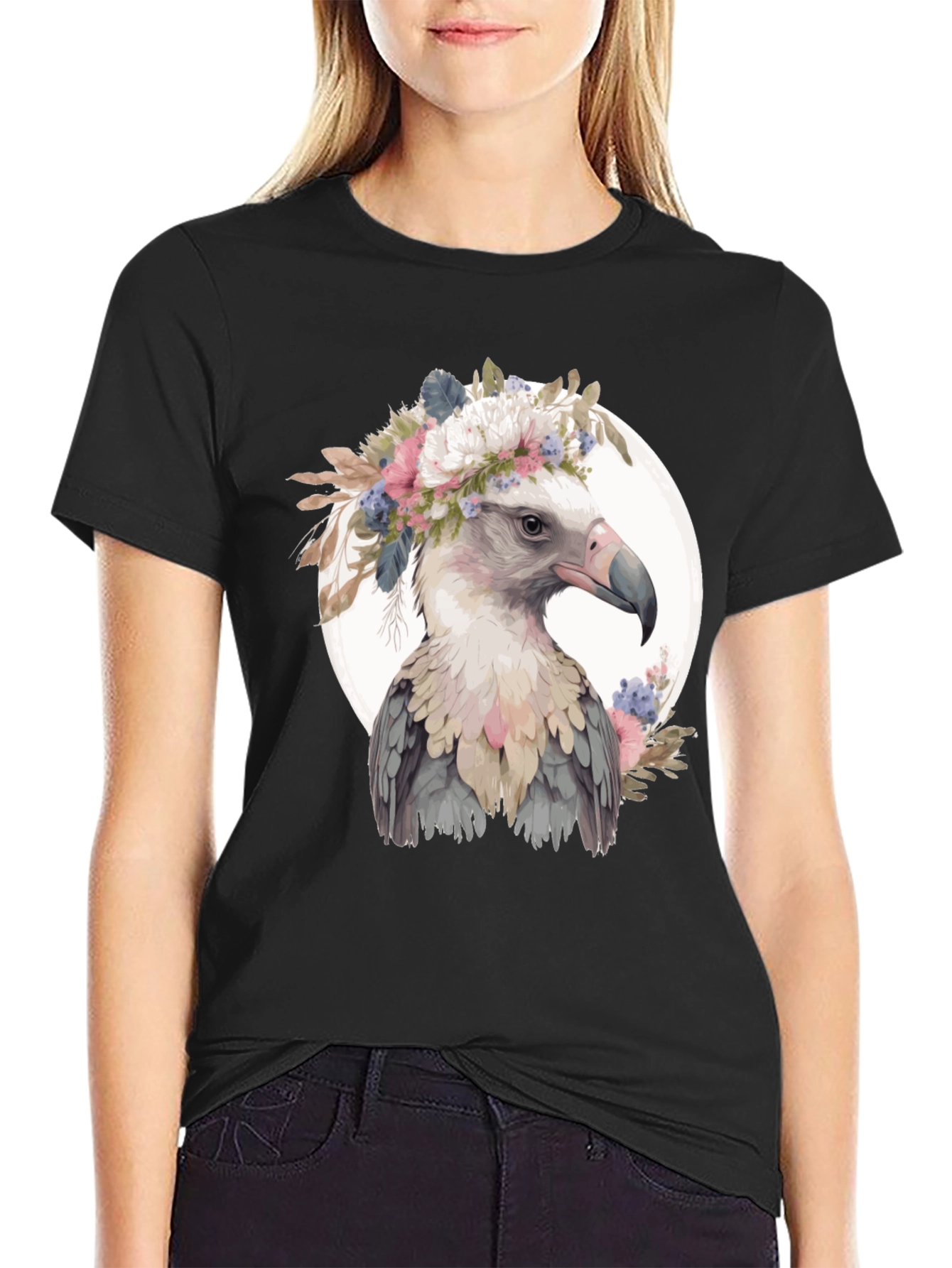 Floral Crown Shoebill Bird T-Shirt
