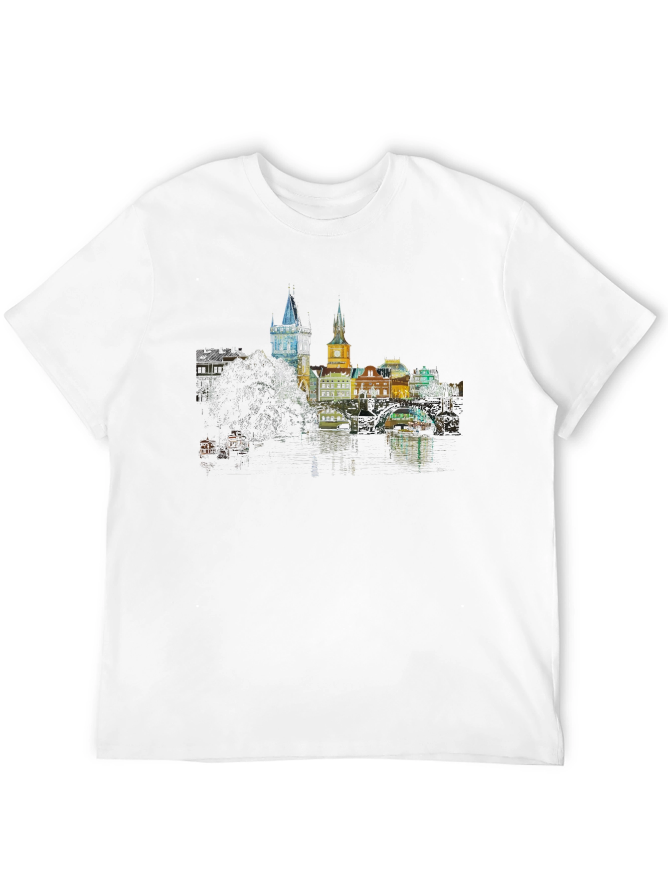 Prague Skyline T-Shirt - Black