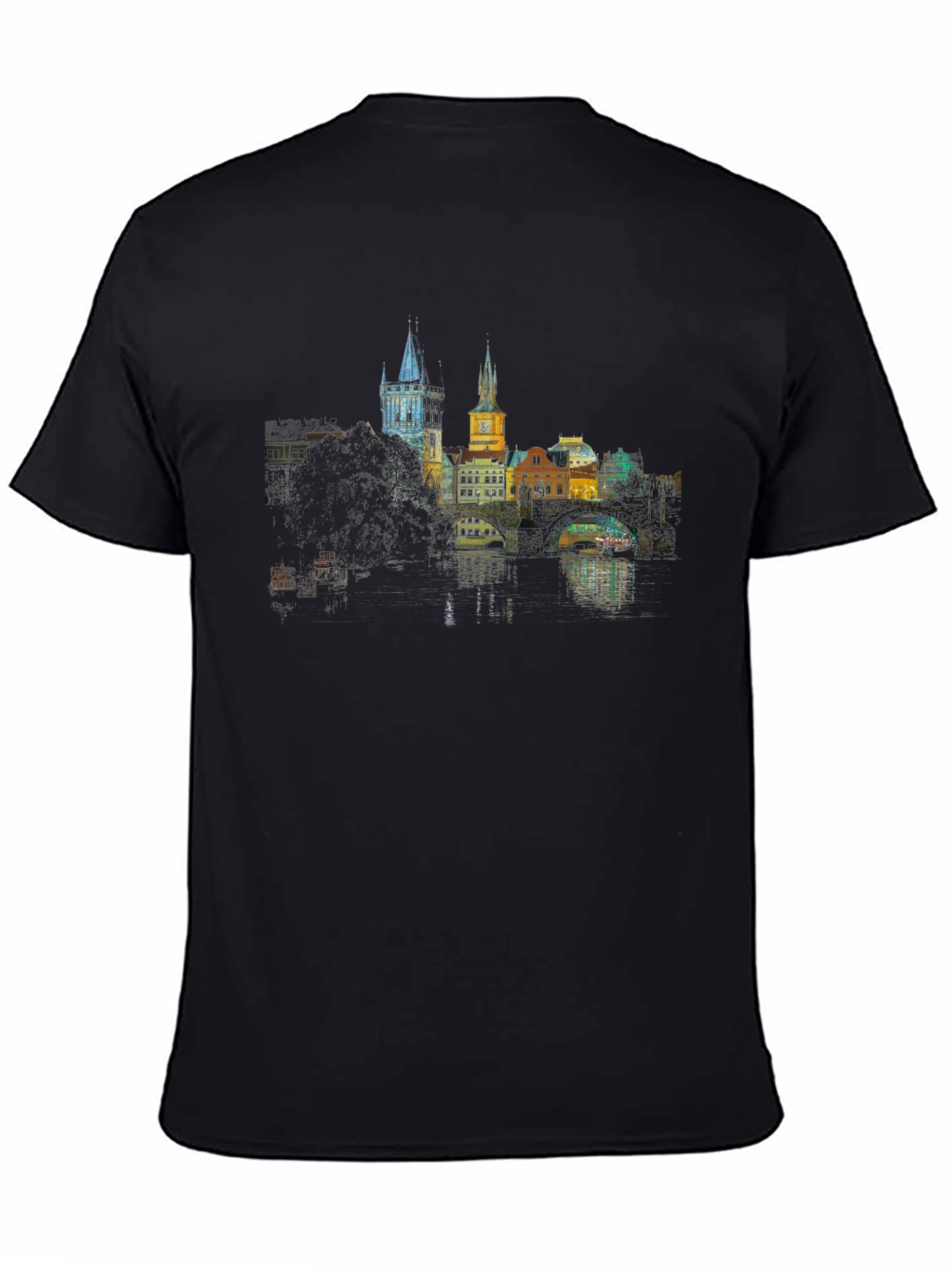 Prague Skyline T-Shirt - Black