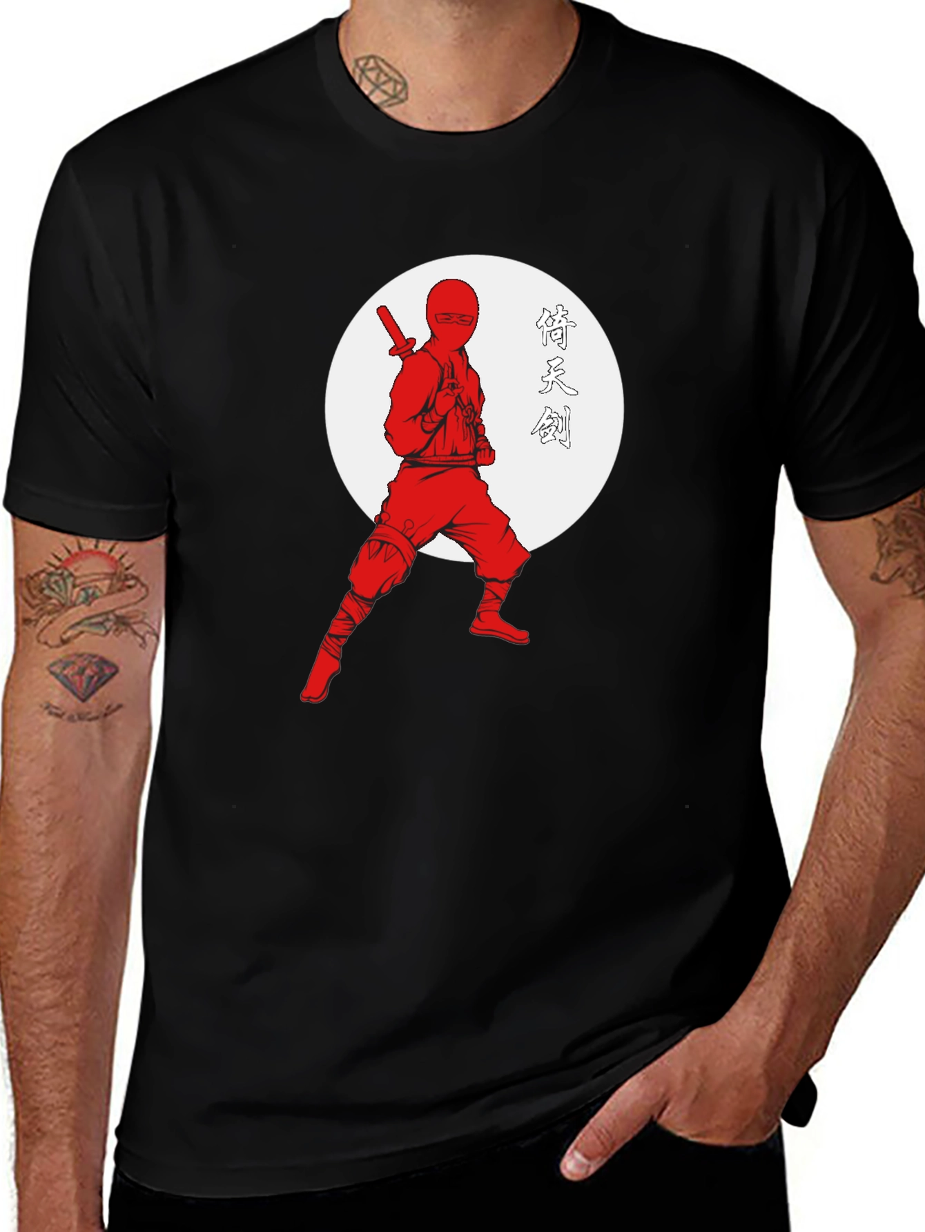 Ninja Warrior Graphic Tee - Black Cotton T-Shirt