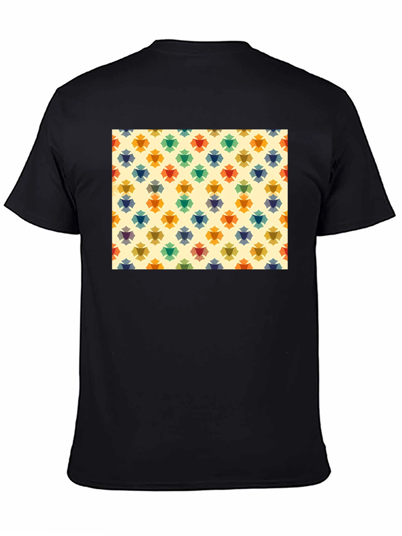 Retro Floral Pattern Black T-Shirt