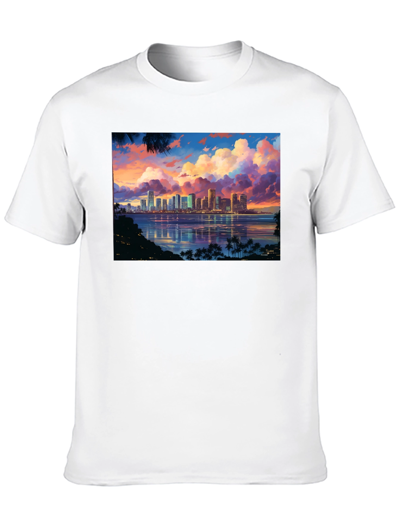 Cityscape Sunset Graphic T-Shirt - Black