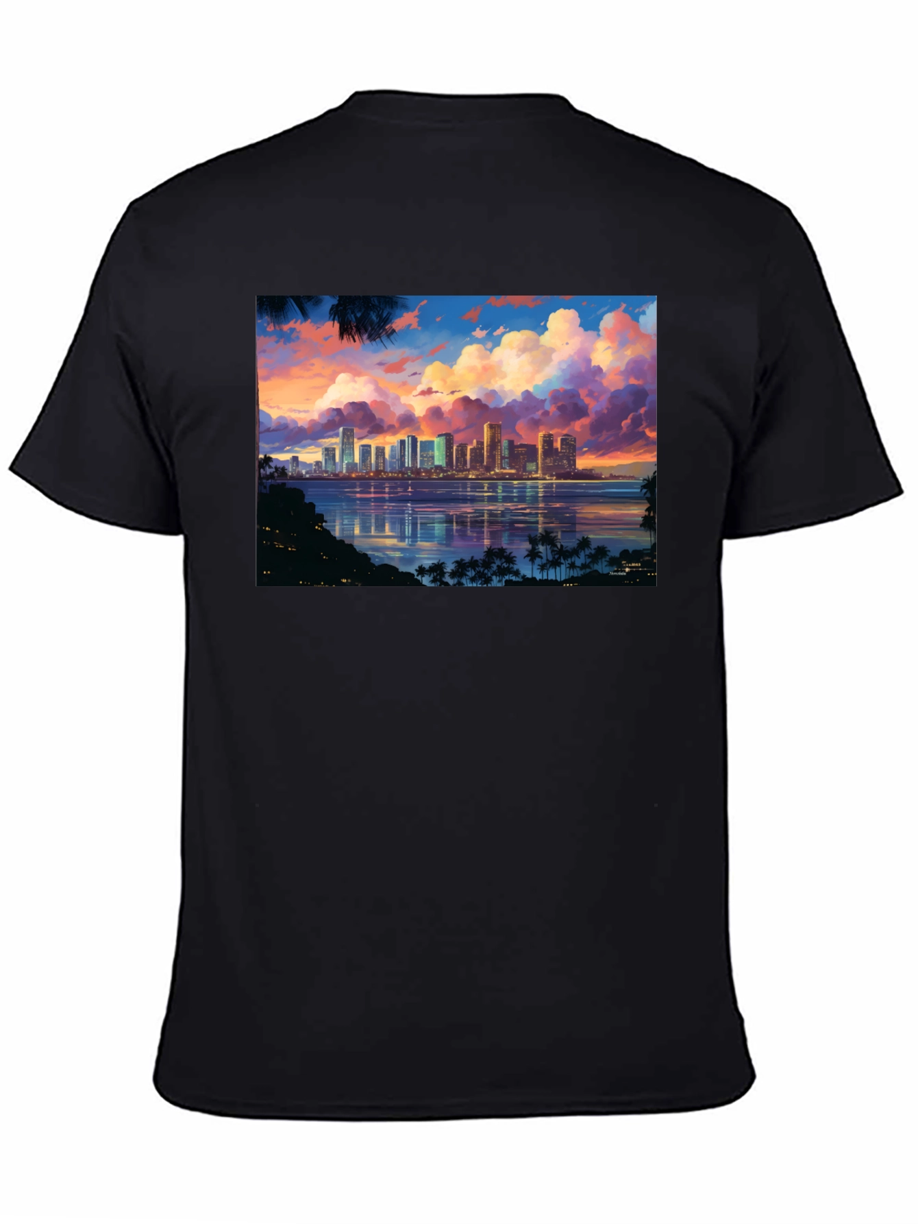 Cityscape Sunset Graphic T-Shirt - Black
