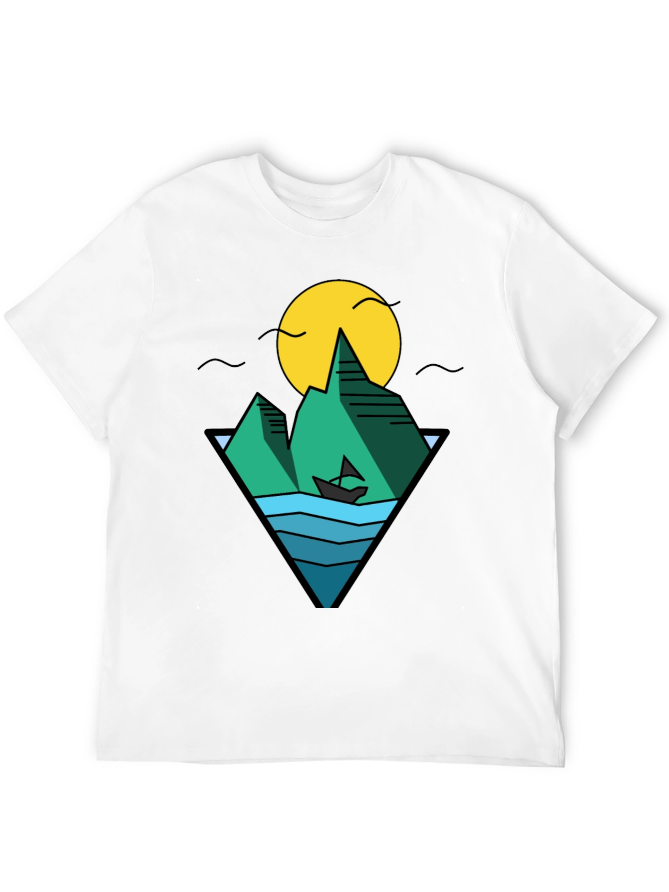 Nature Graphic Tee - Mountain & Ocean Design