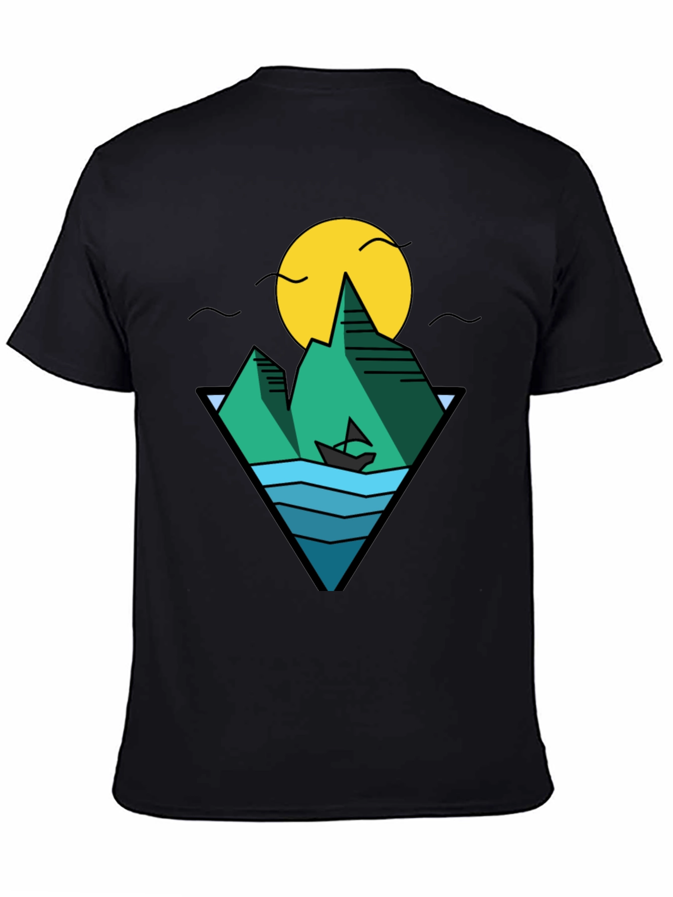 Nature Graphic Tee - Mountain & Ocean Design