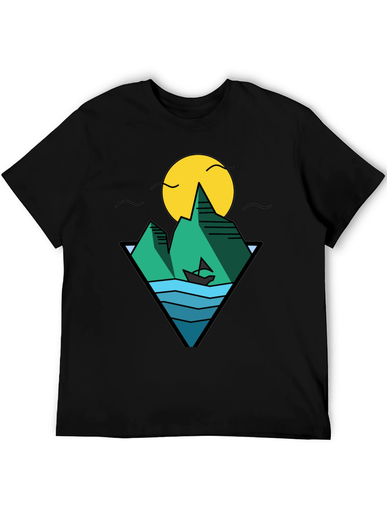 Nature Graphic Tee - Mountain & Ocean Design