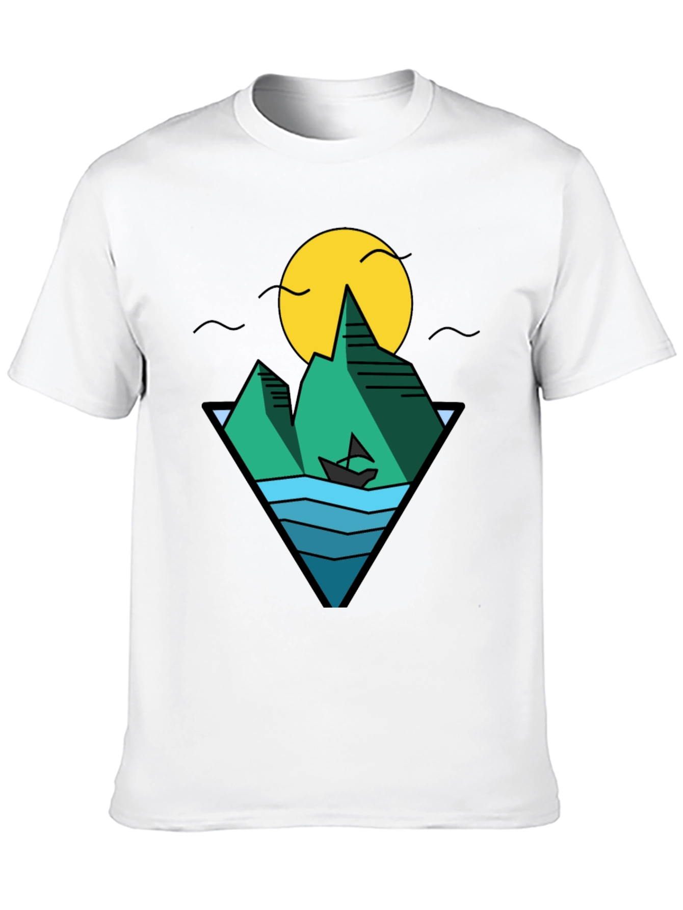Nature Graphic Tee - Mountain & Ocean Design