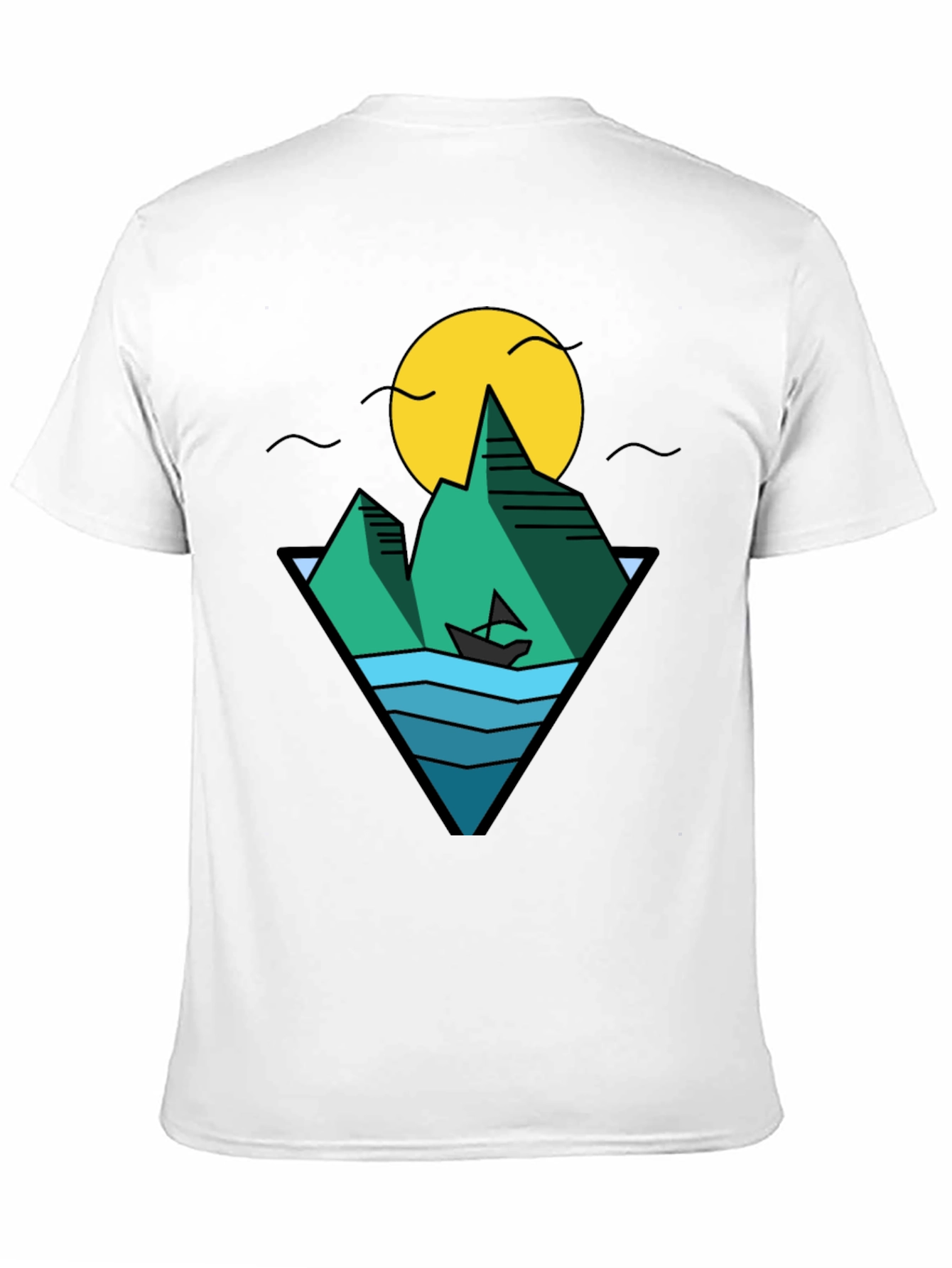 Nature Graphic Tee - Mountain & Ocean Design