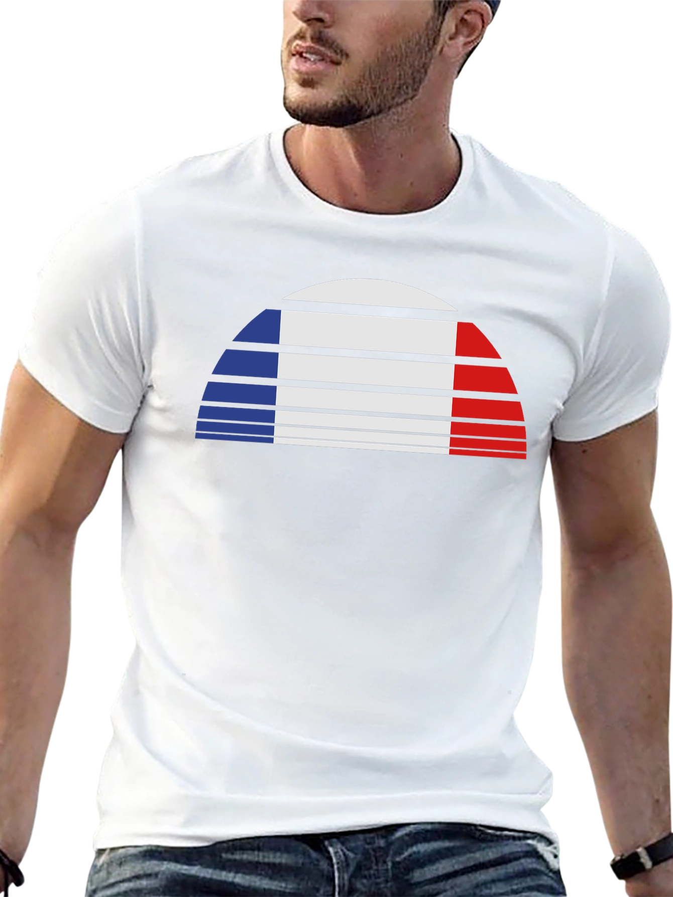French Flag Striped Graphic Tee - Stylish Casual Wear