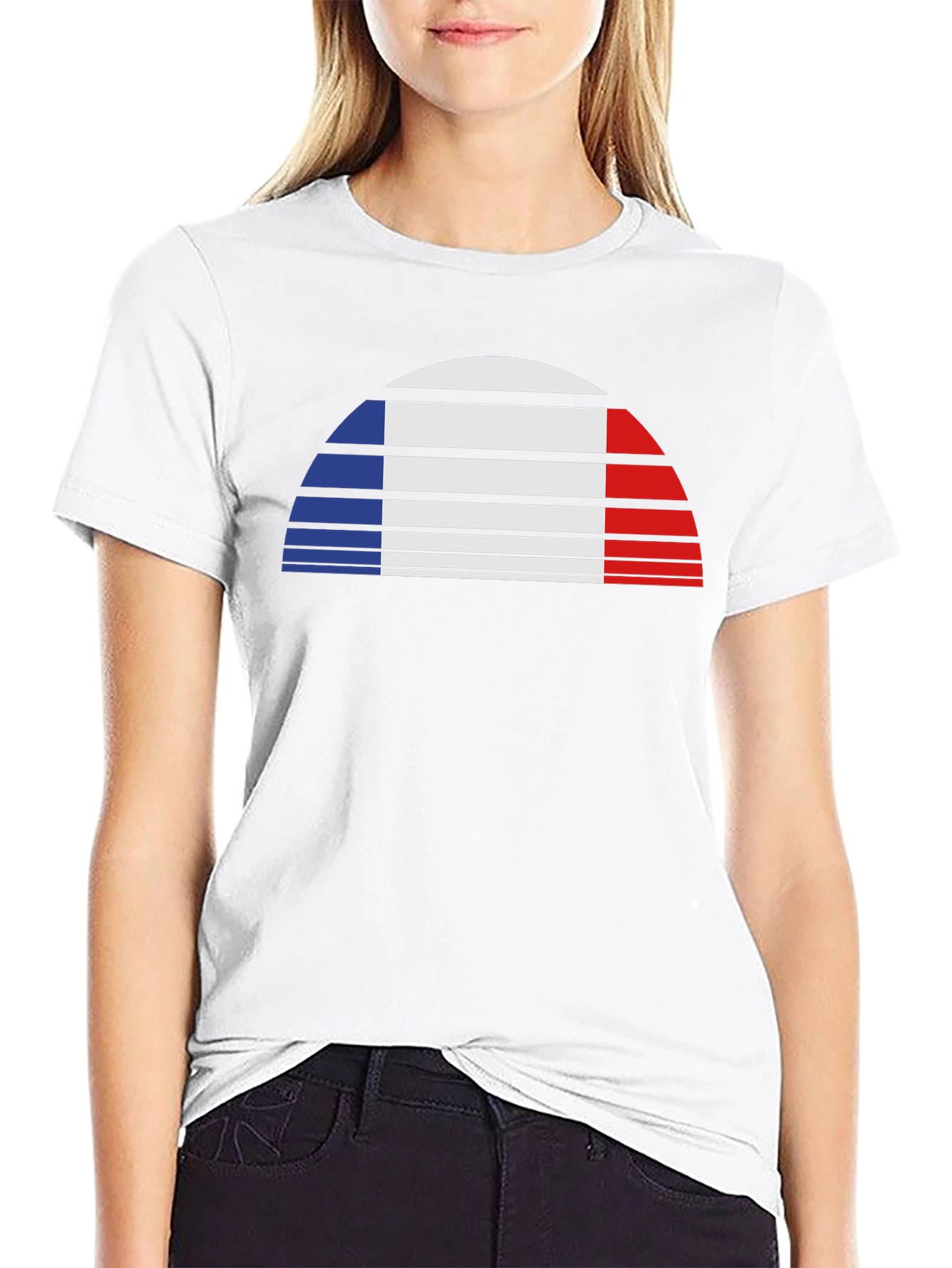 French Flag Striped Graphic Tee - Stylish Casual Wear