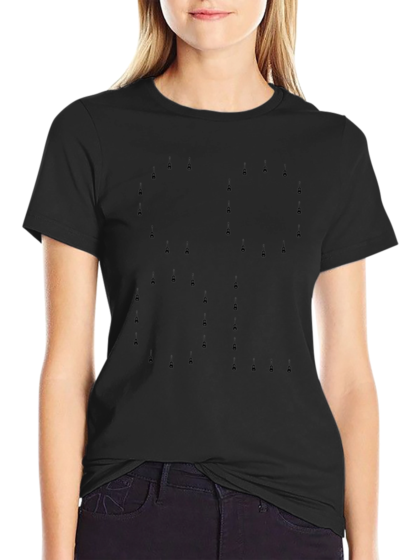 Guitar Peace Sign Black T-Shirt