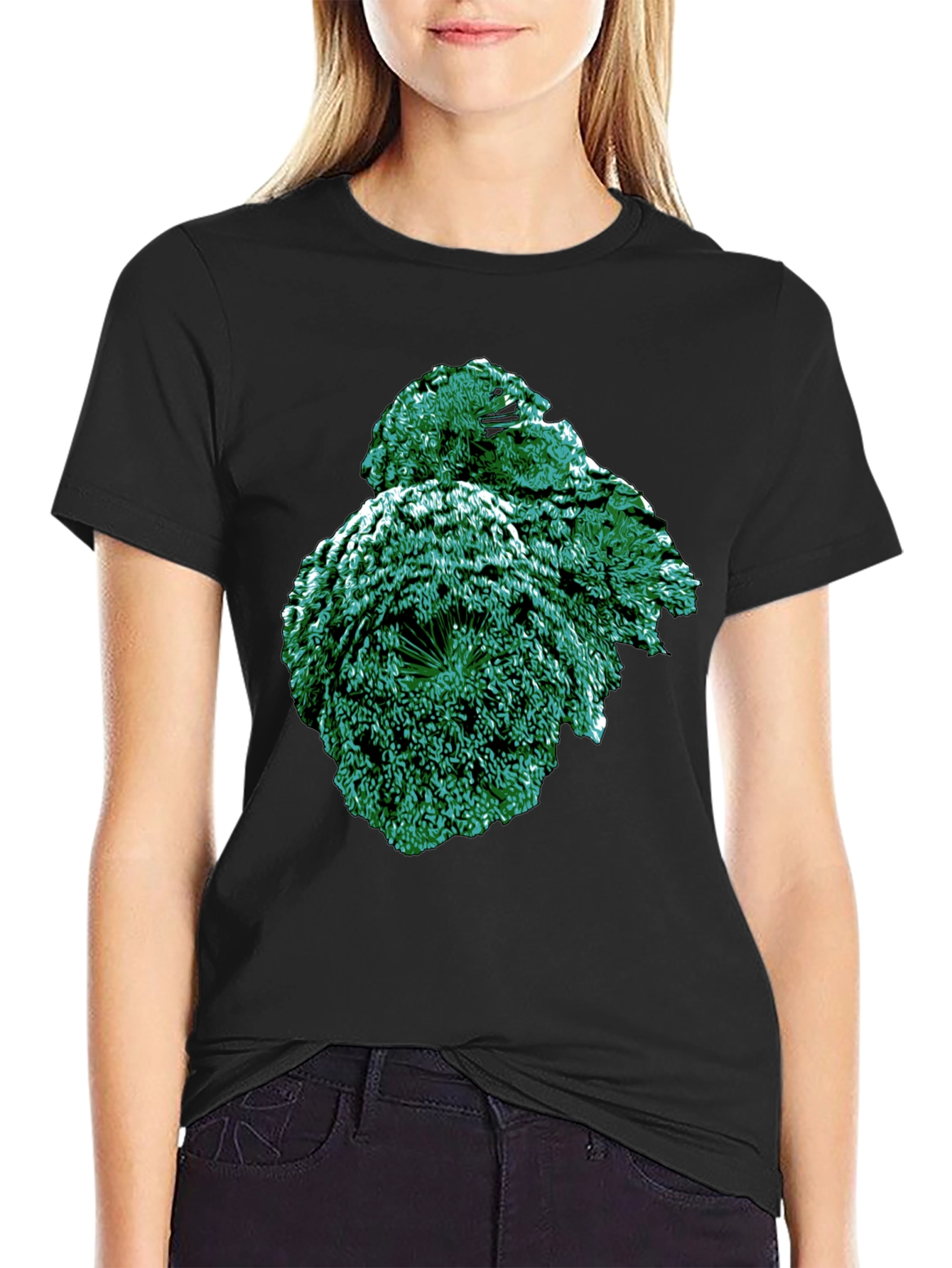 Emerald Fractal Graphic Tee - Modern Art Shirt