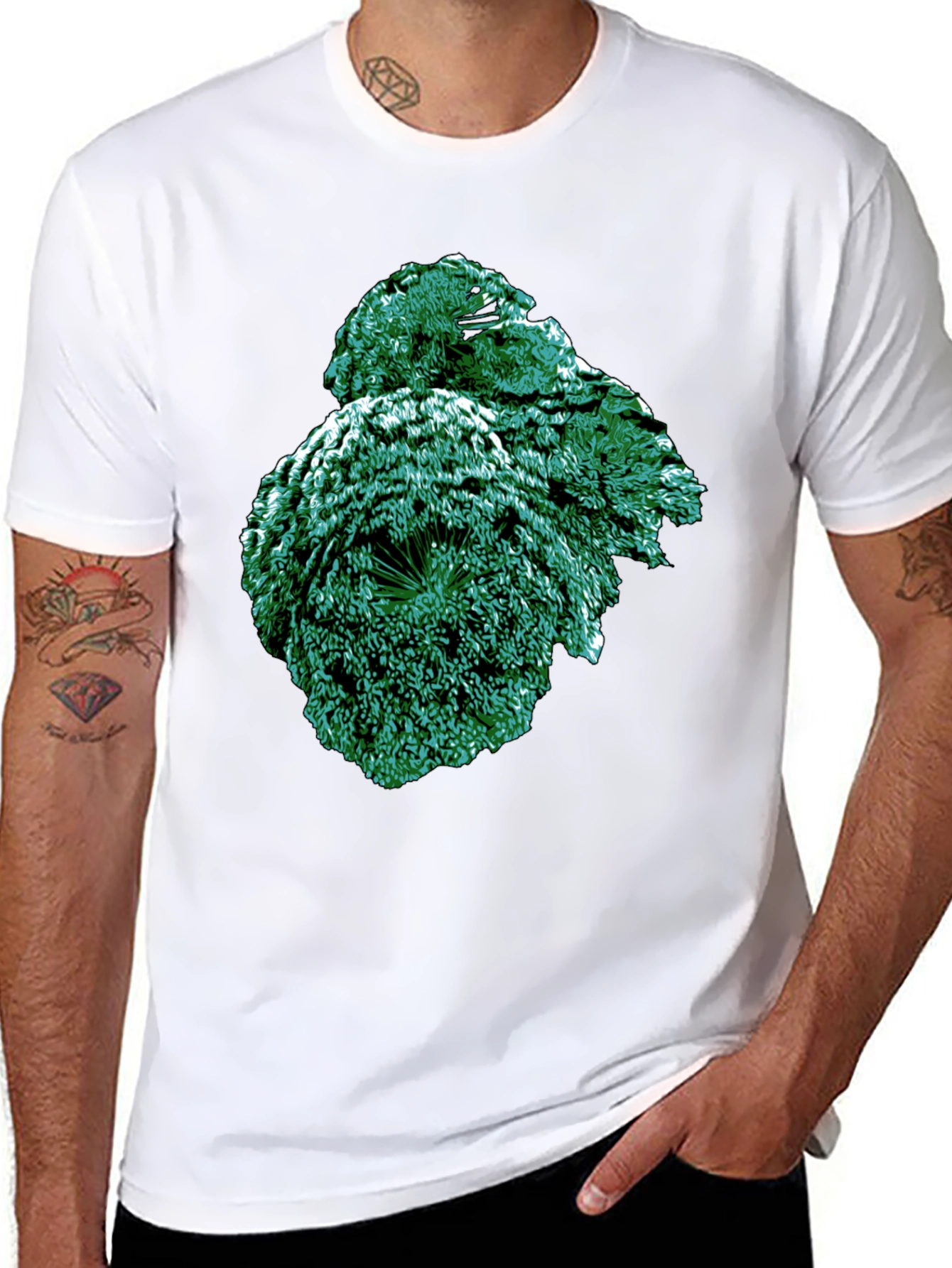 Emerald Fractal Graphic Tee - Modern Art Shirt