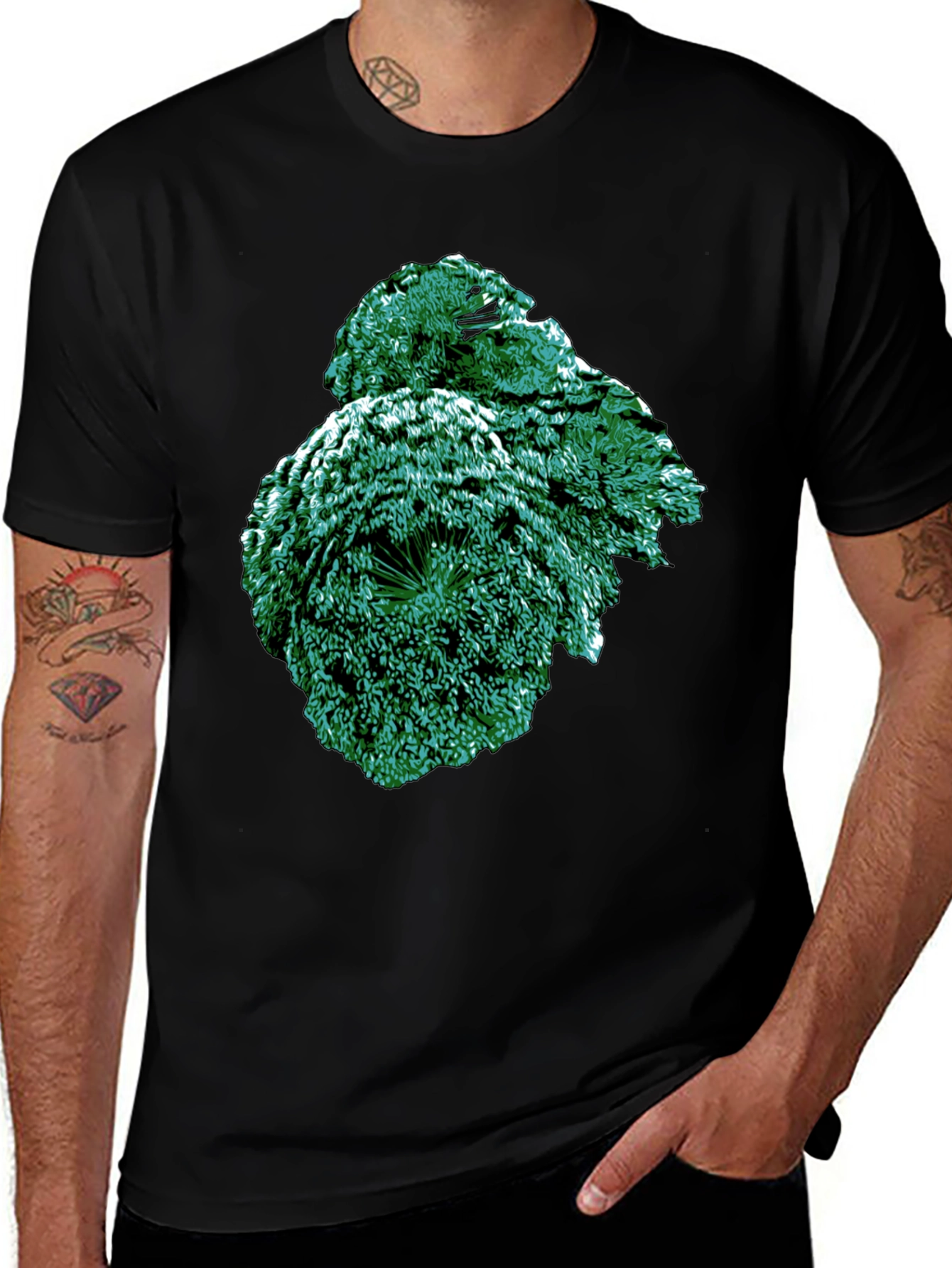 Emerald Fractal Graphic Tee - Modern Art Shirt