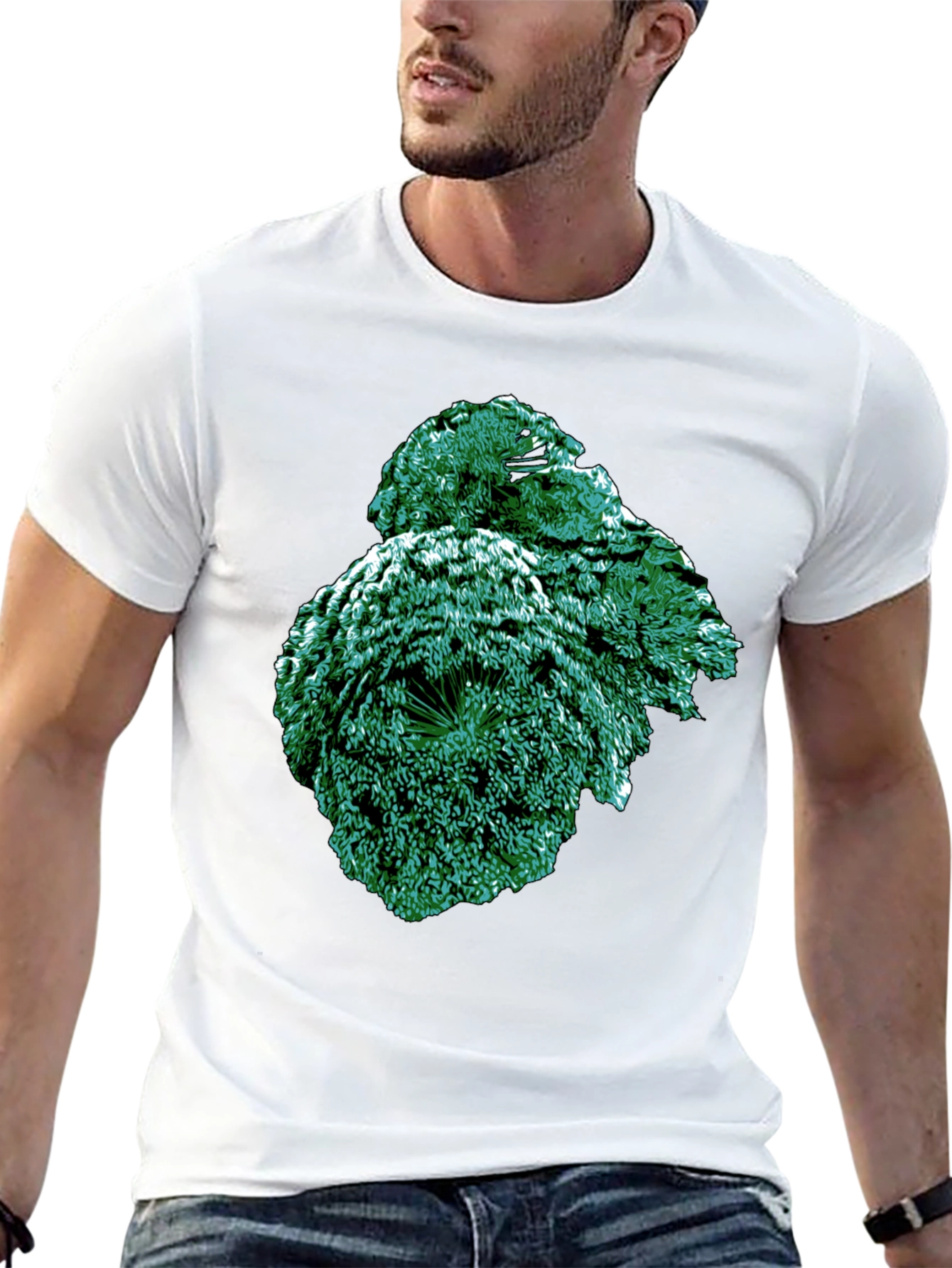 Emerald Fractal Graphic Tee - Modern Art Shirt