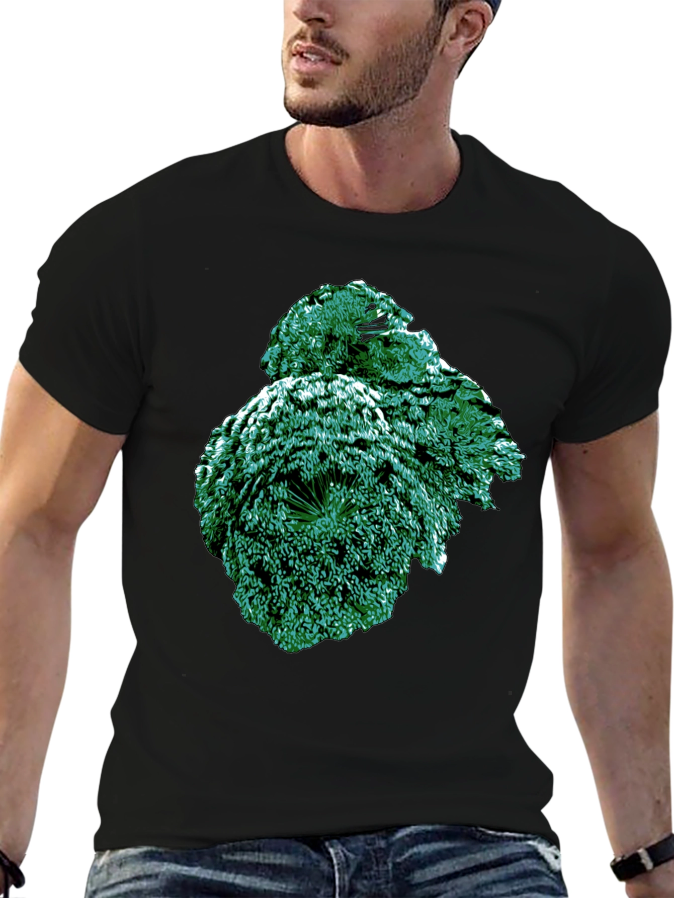 Emerald Fractal Graphic Tee - Modern Art Shirt