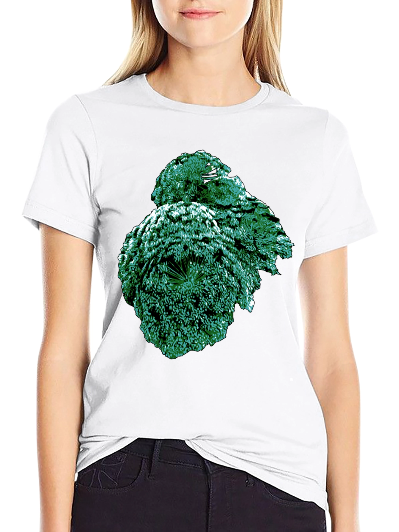 Emerald Fractal Graphic Tee - Modern Art Shirt
