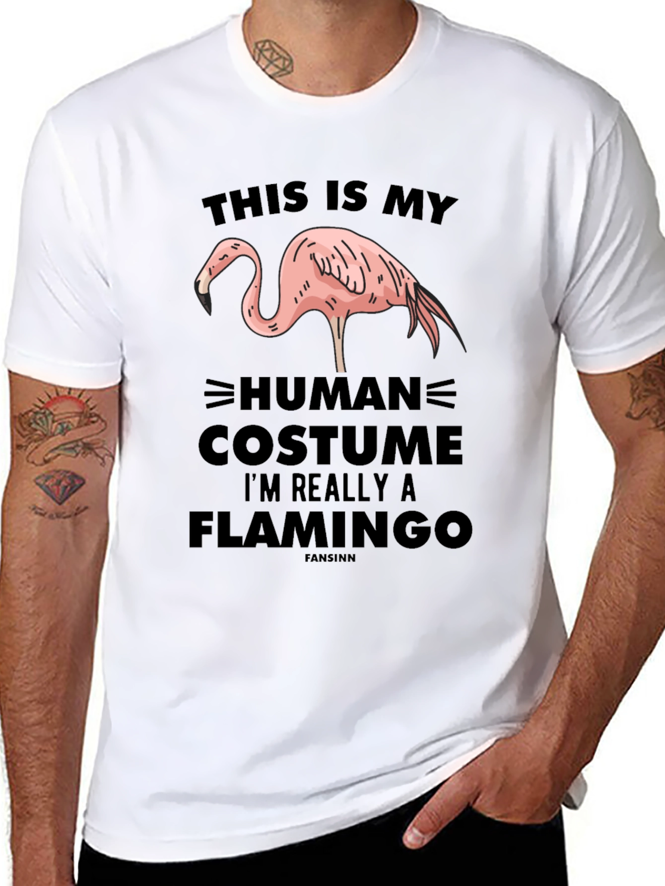 Funny Flamingo Human Costume Graphic Tee