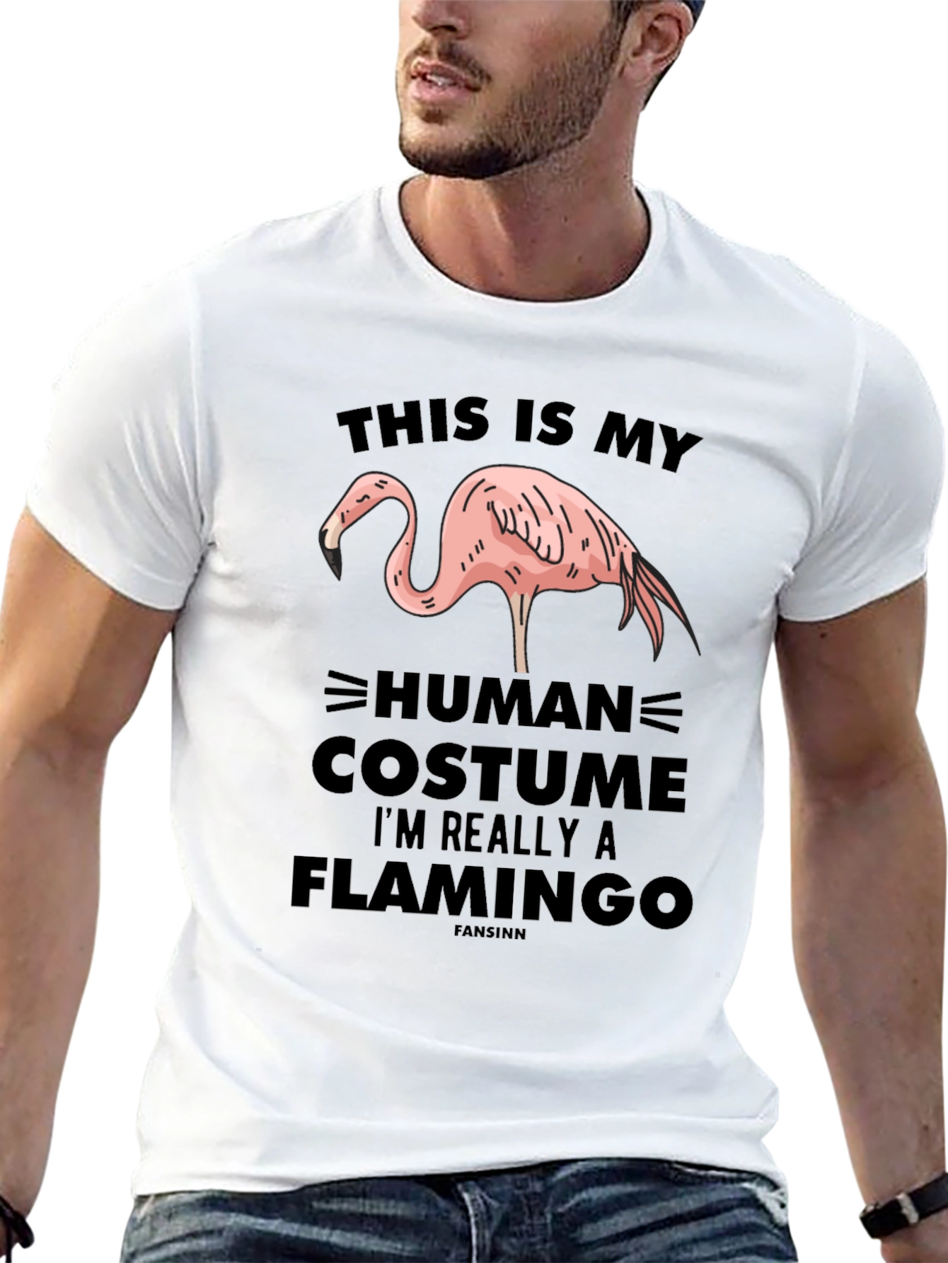 Funny Flamingo Human Costume Graphic Tee