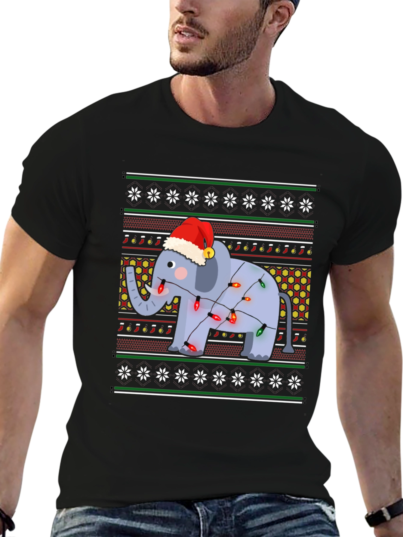 Festive Elephant Christmas Sweater T-Shirt