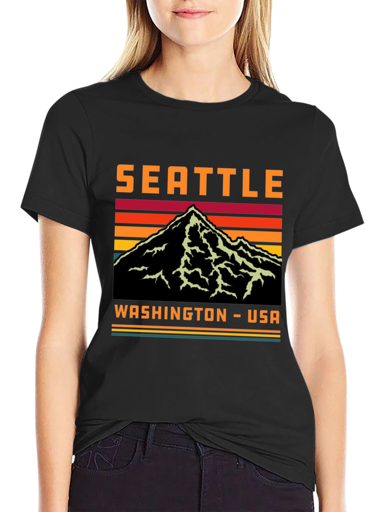 Seattle Washington Retro Mountain T-Shirt