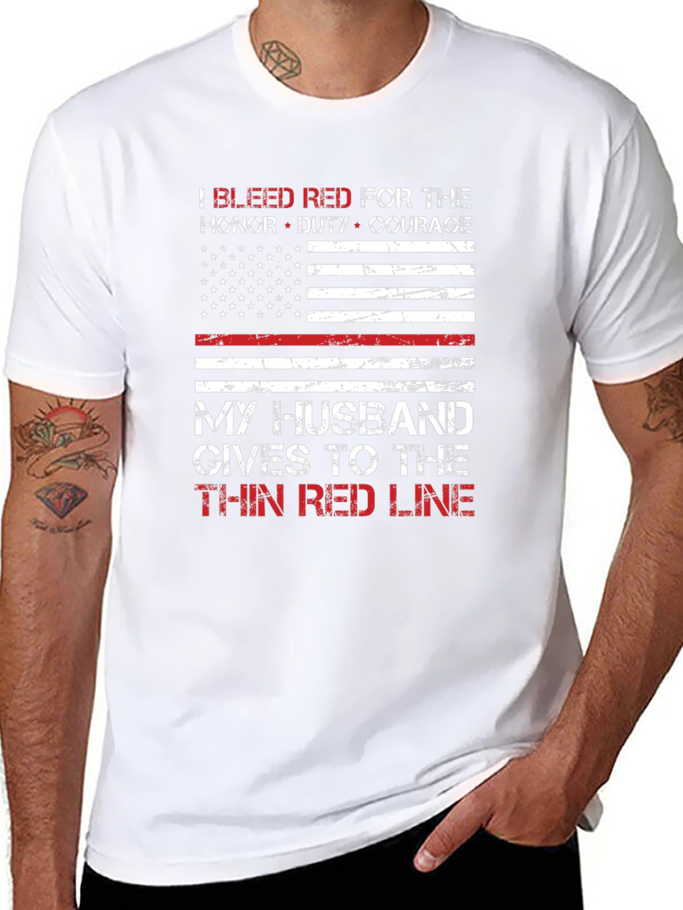 Thin Red Line Husband T-Shirt: Firefighter Support Tee