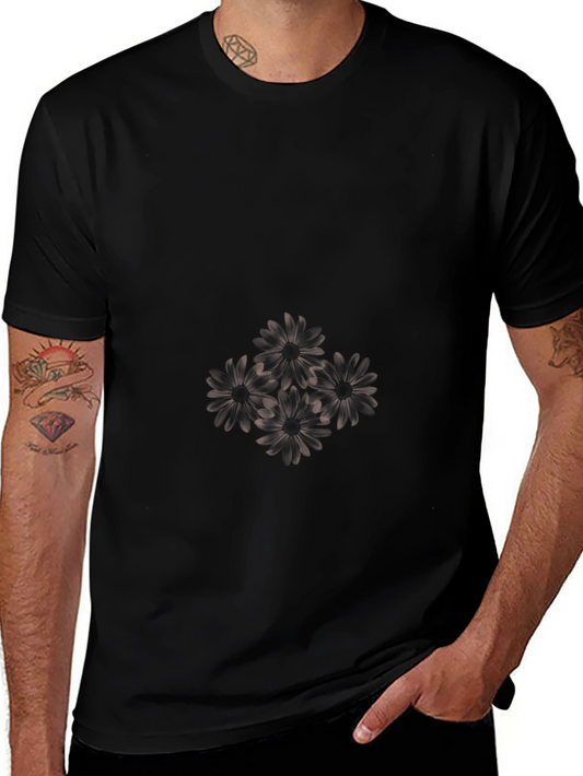 Black Floral Graphic Tee - Stylish Mens Casual Shirt