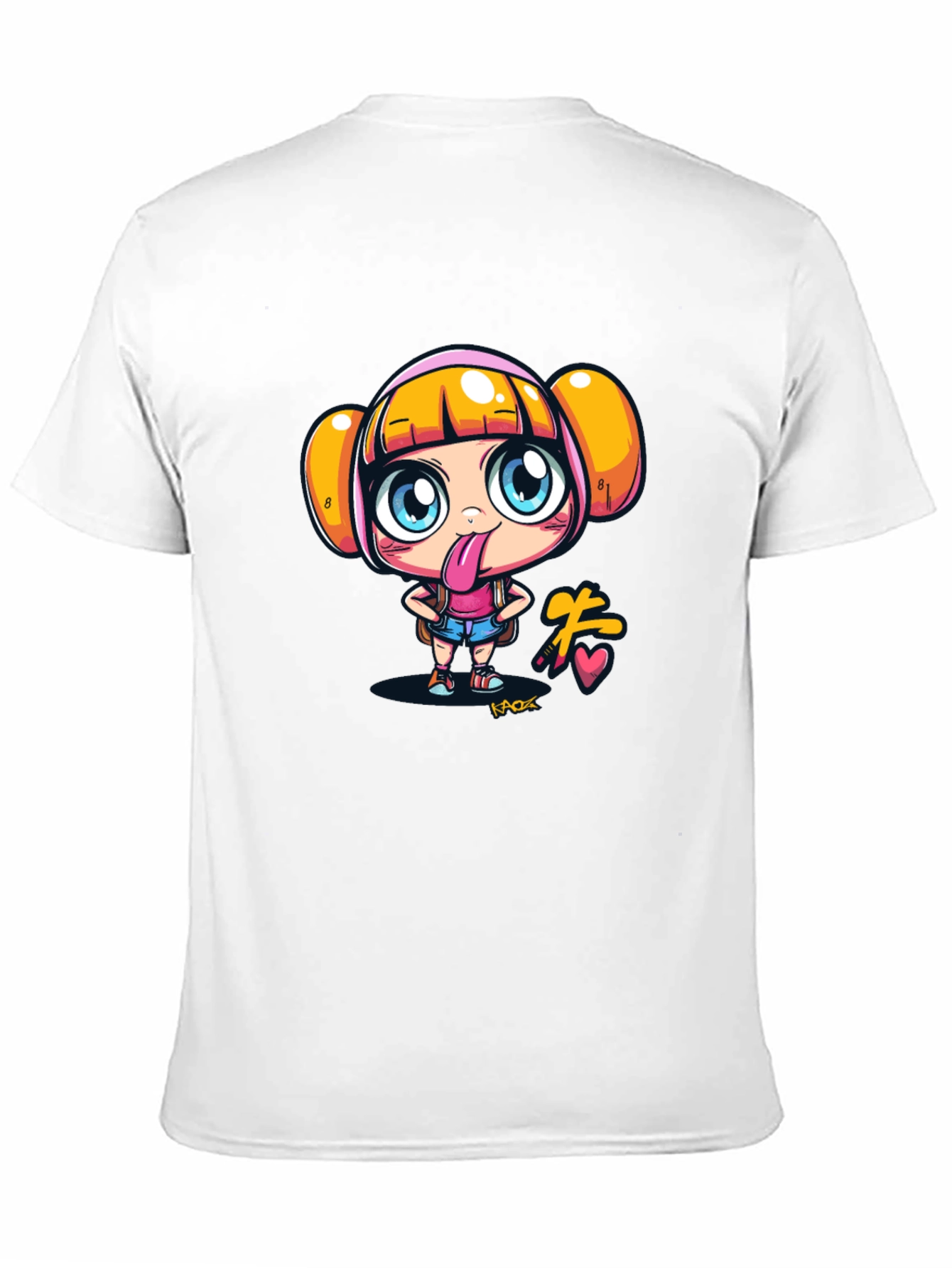 Fun Cartoon Girl Black T-Shirt