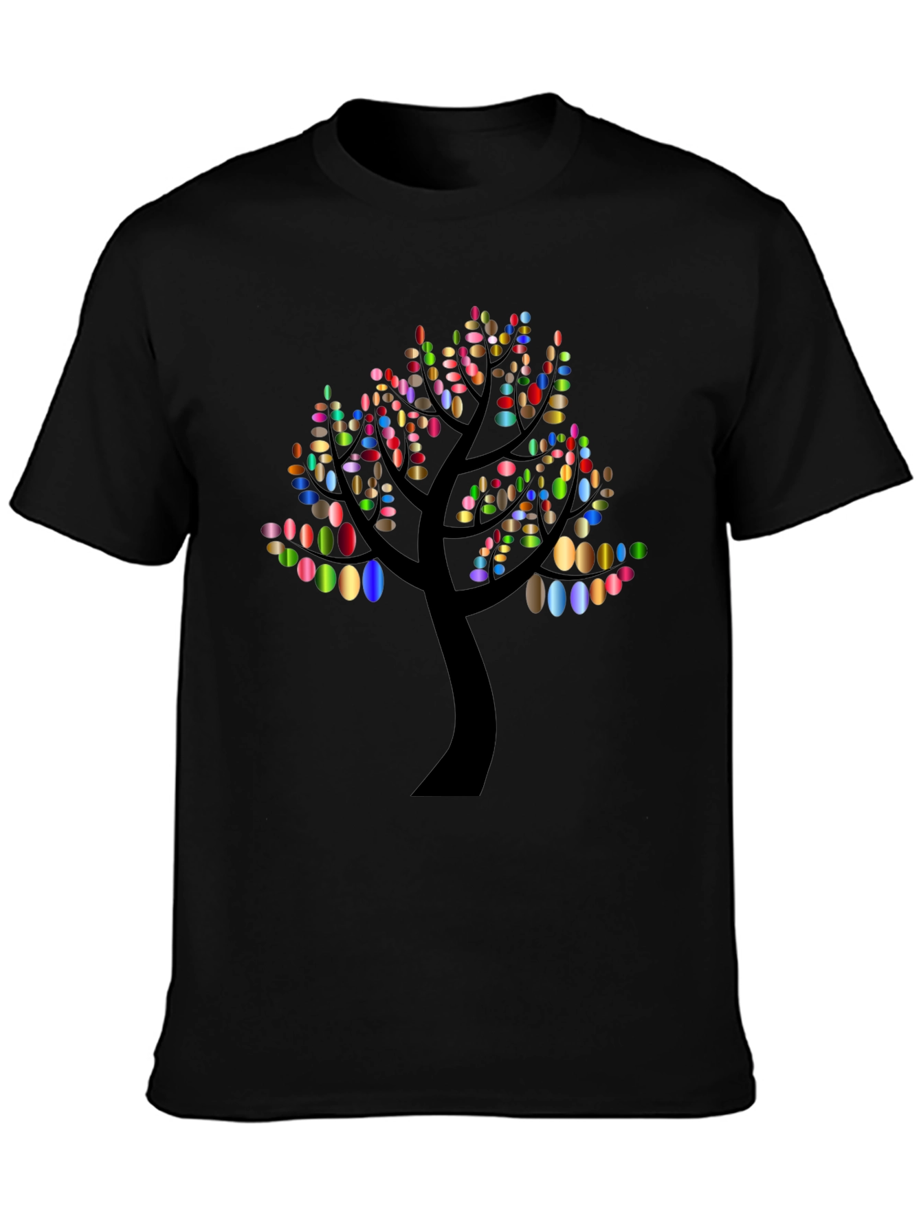 Abstract Tree Graphic Tee - Black Cotton Blend
