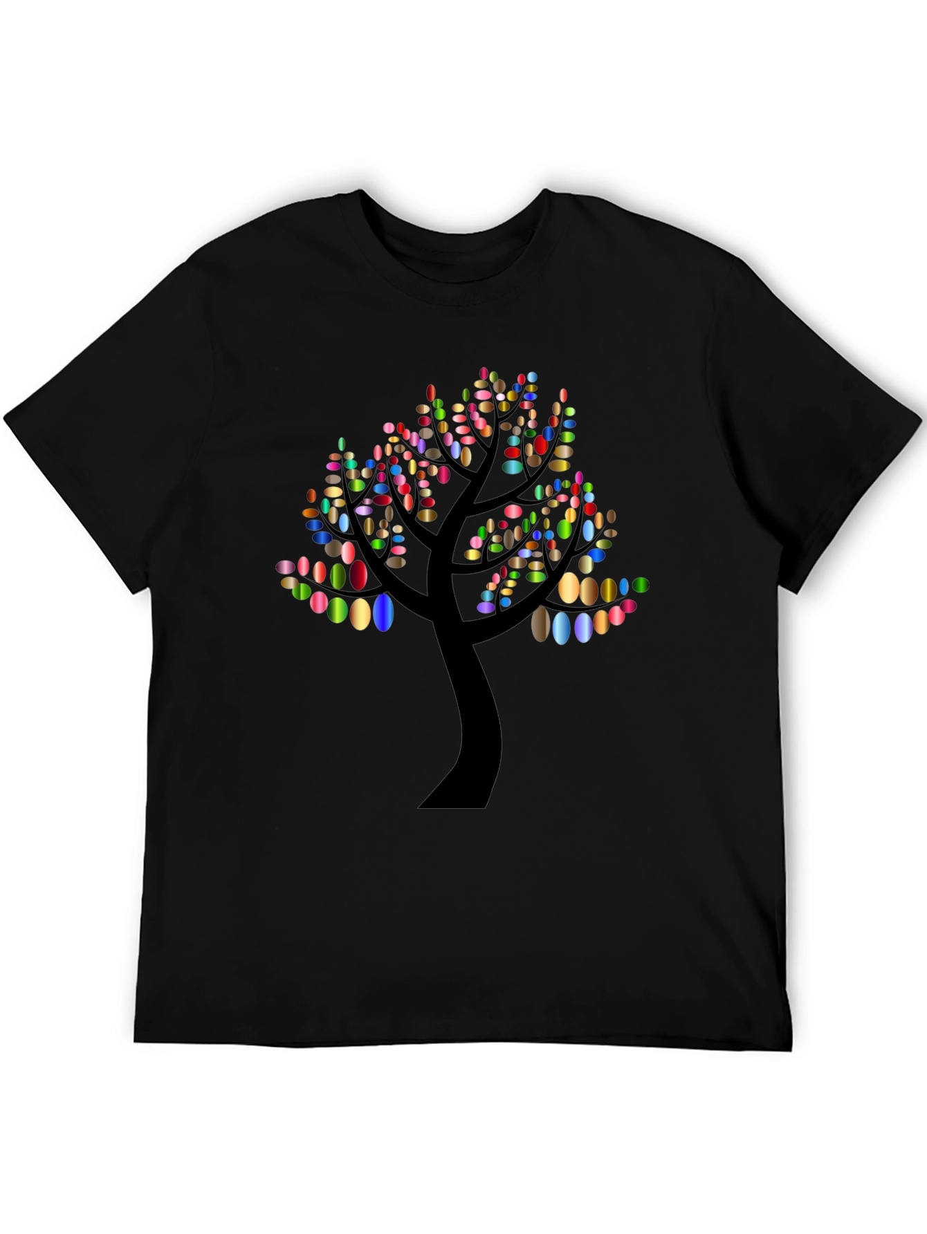 Abstract Tree Graphic Tee - Black Cotton Blend