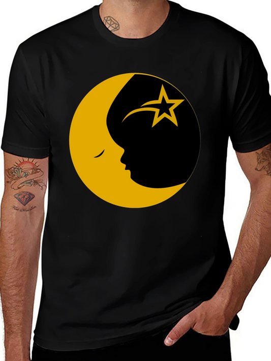 Moon & Star Graphic Print Mens T-Shirt