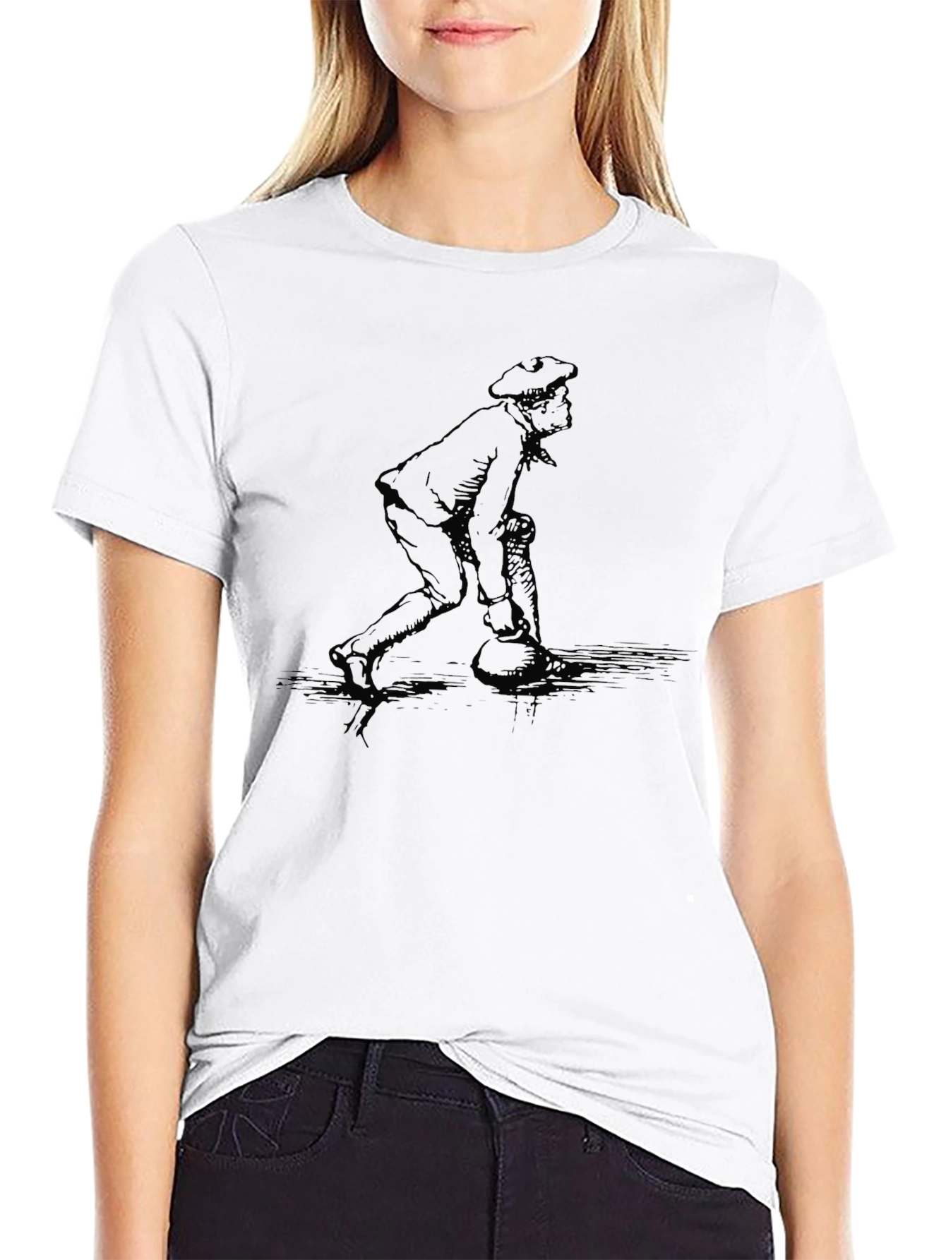 Black T-Shirt with Bowling Print
