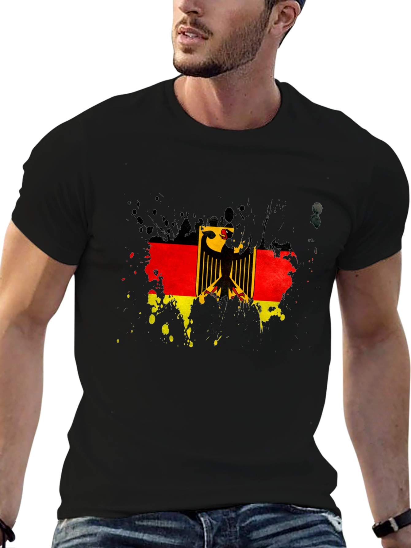 German Flag Eagle T-Shirt - Black Graphic Tee
