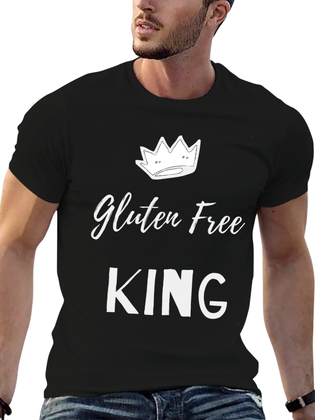 Gluten Free King T-Shirt - Black Cotton Tee