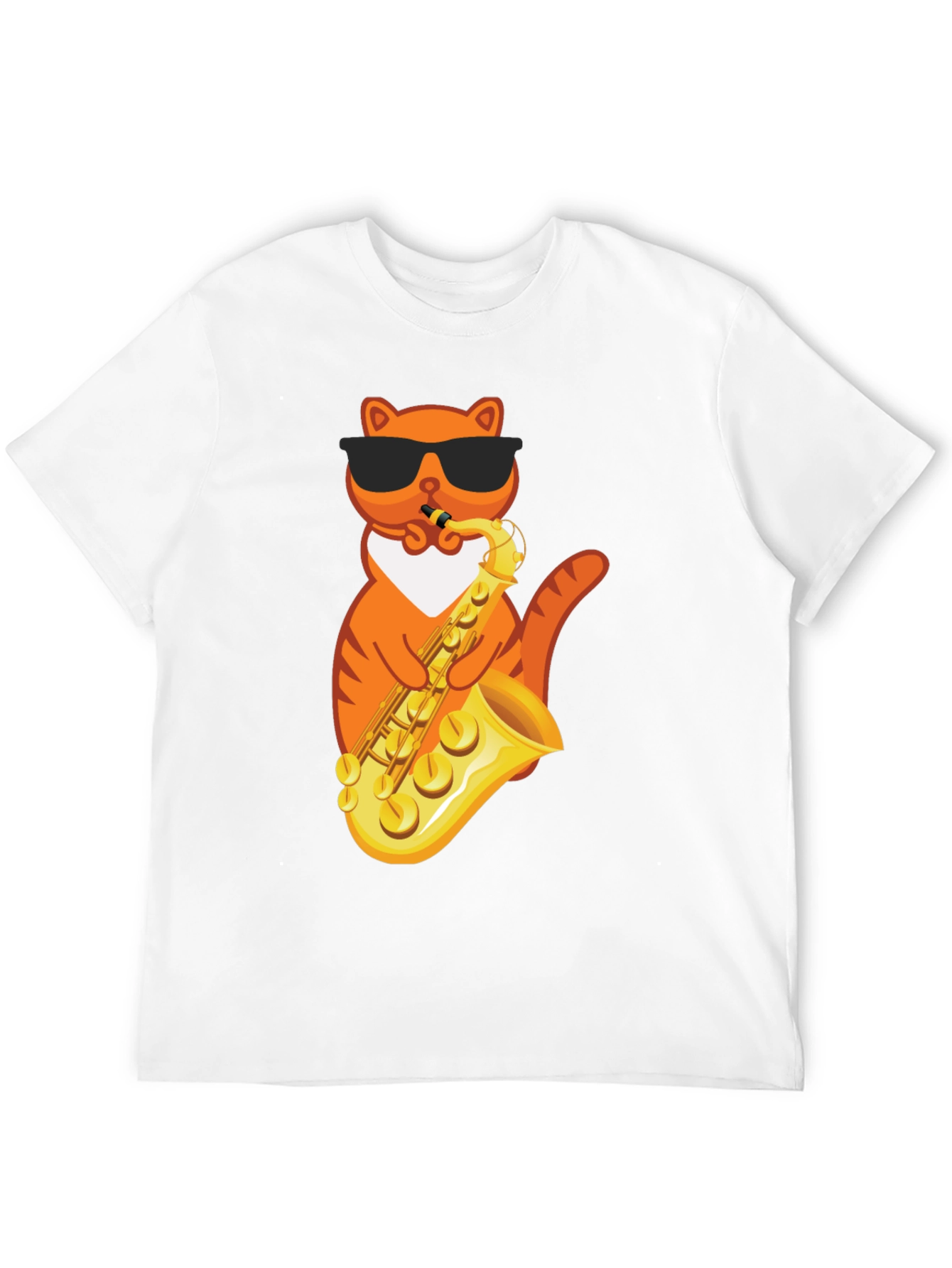 Cool Cat Saxophone Graphic Tee - Black