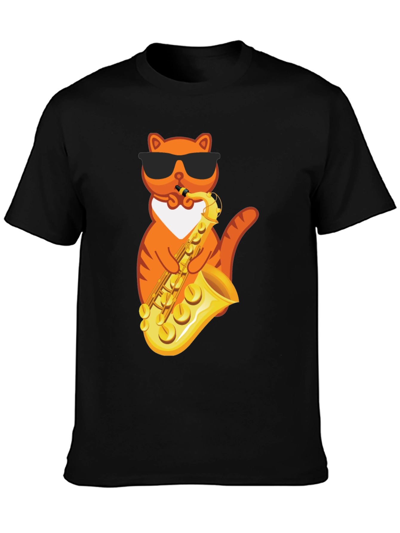 Cool Cat Saxophone Graphic Tee - Black
