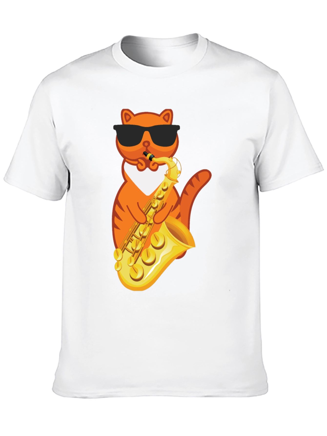 Cool Cat Saxophone Graphic Tee - Black