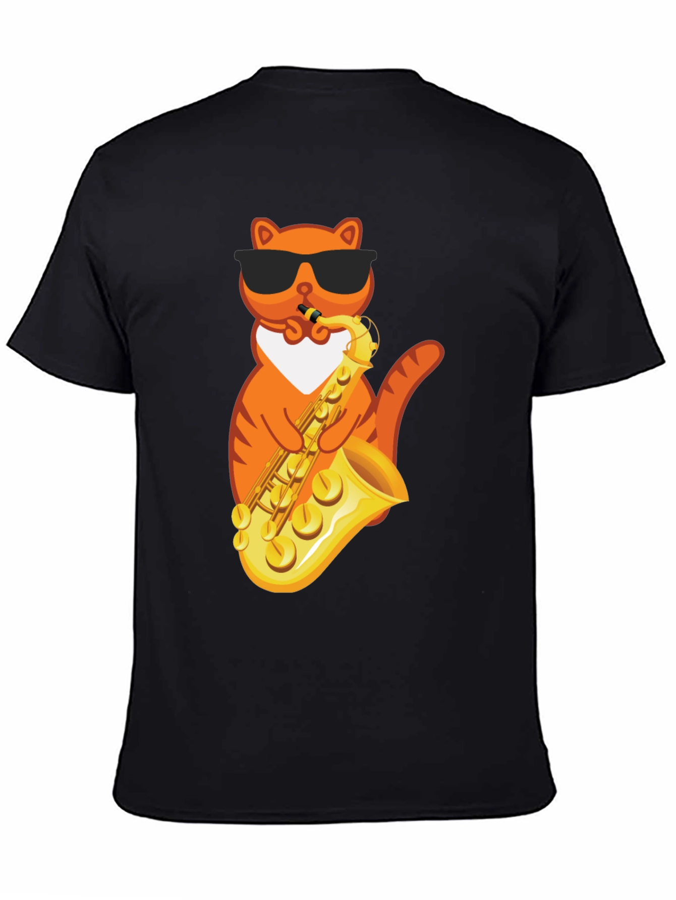 Cool Cat Saxophone Graphic Tee - Black
