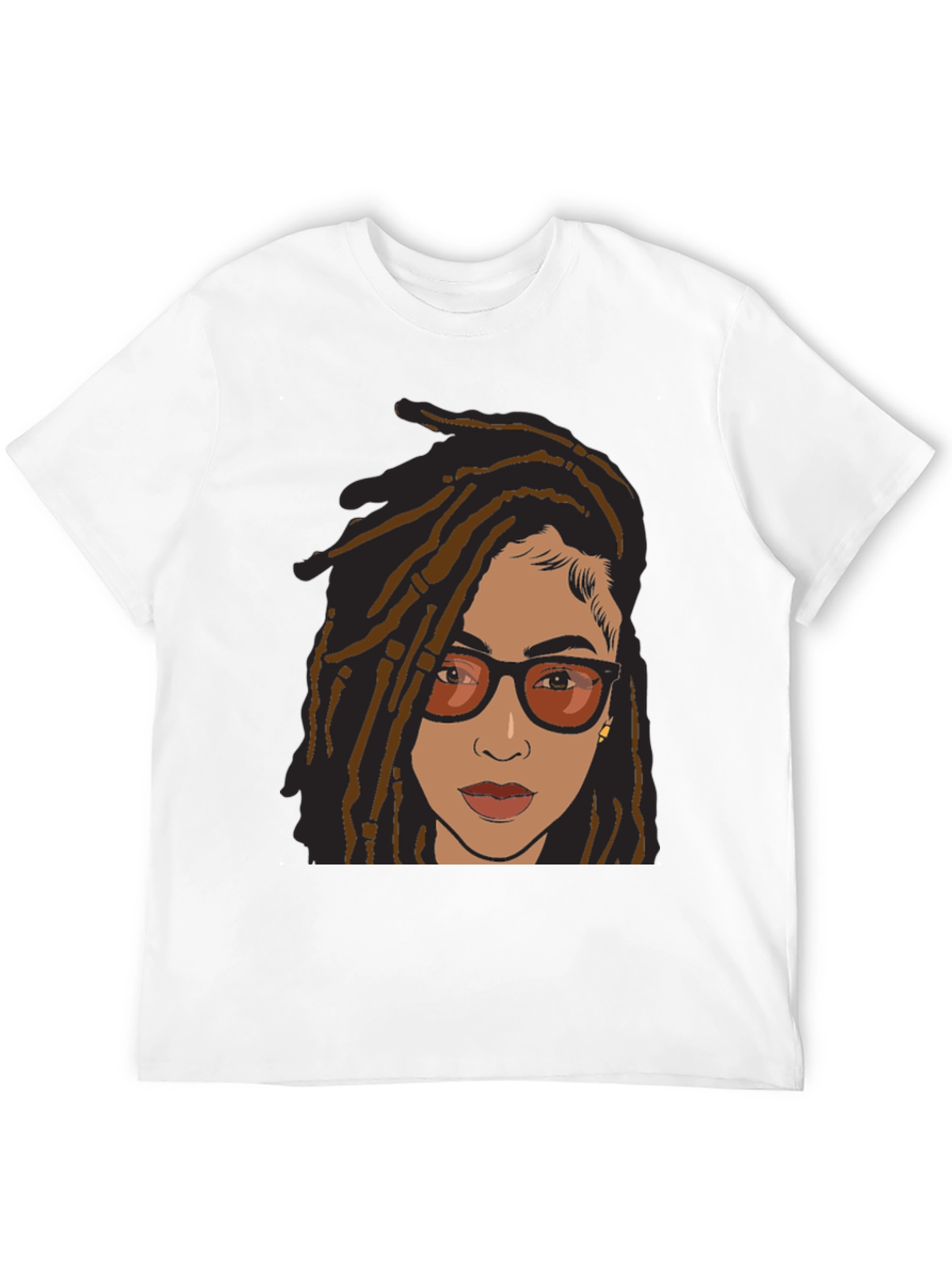 Cool Graphic Tee - Woman with Dreadlocks and Glasses