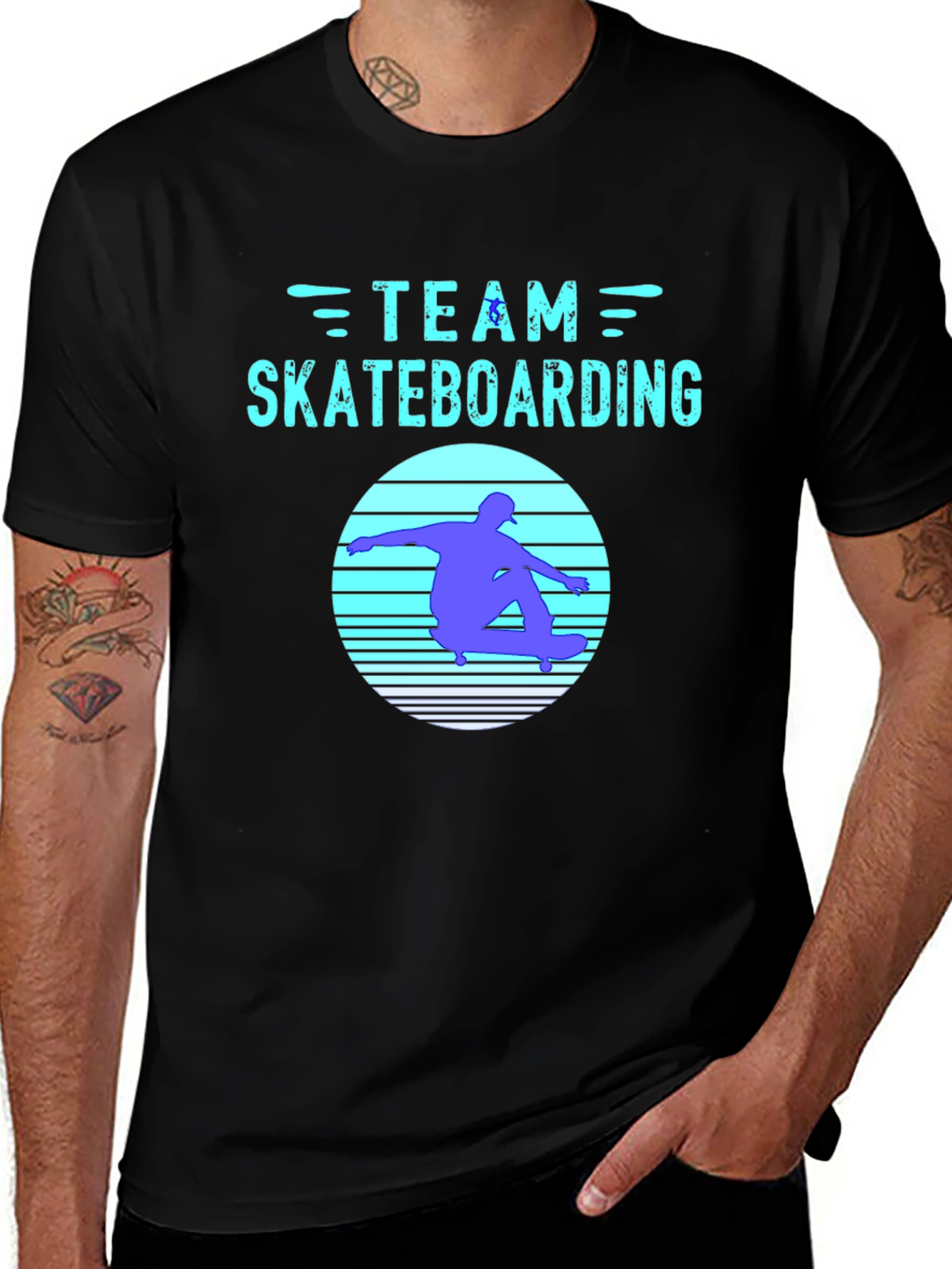 Team Skateboarding Graphic Tee - Black Cotton