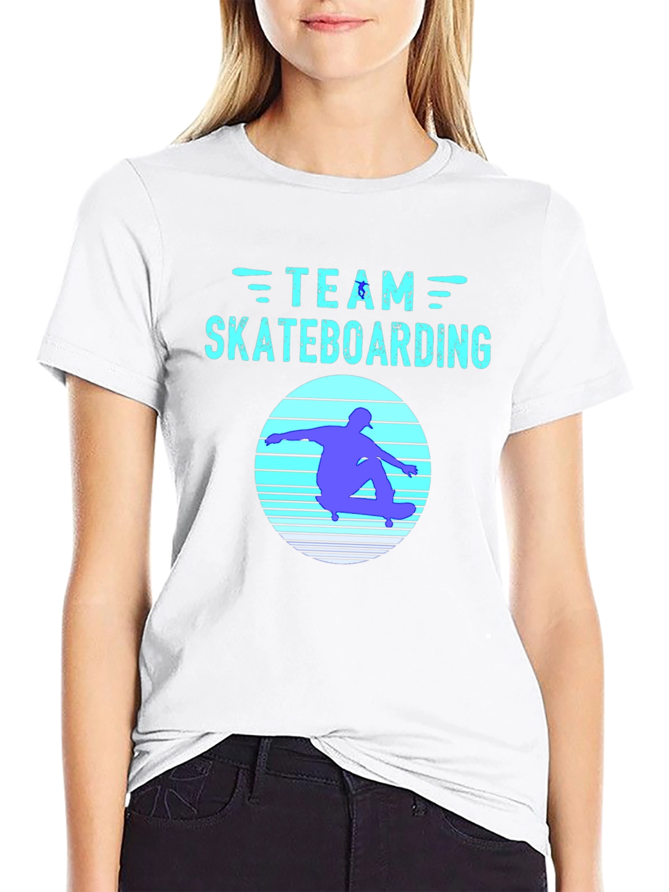 Team Skateboarding Graphic Tee - Black Cotton