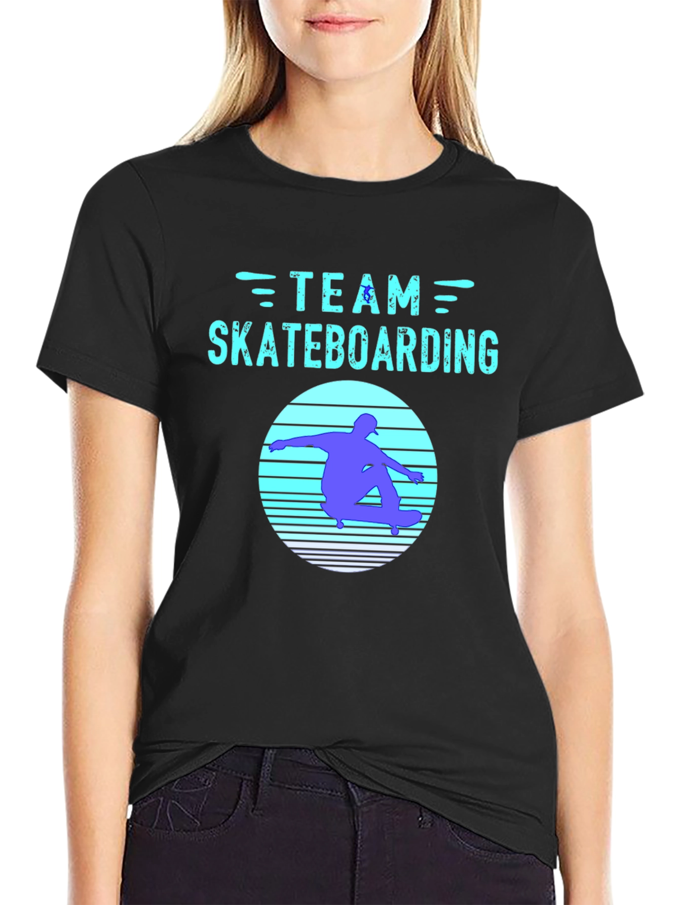 Team Skateboarding Graphic Tee - Black Cotton