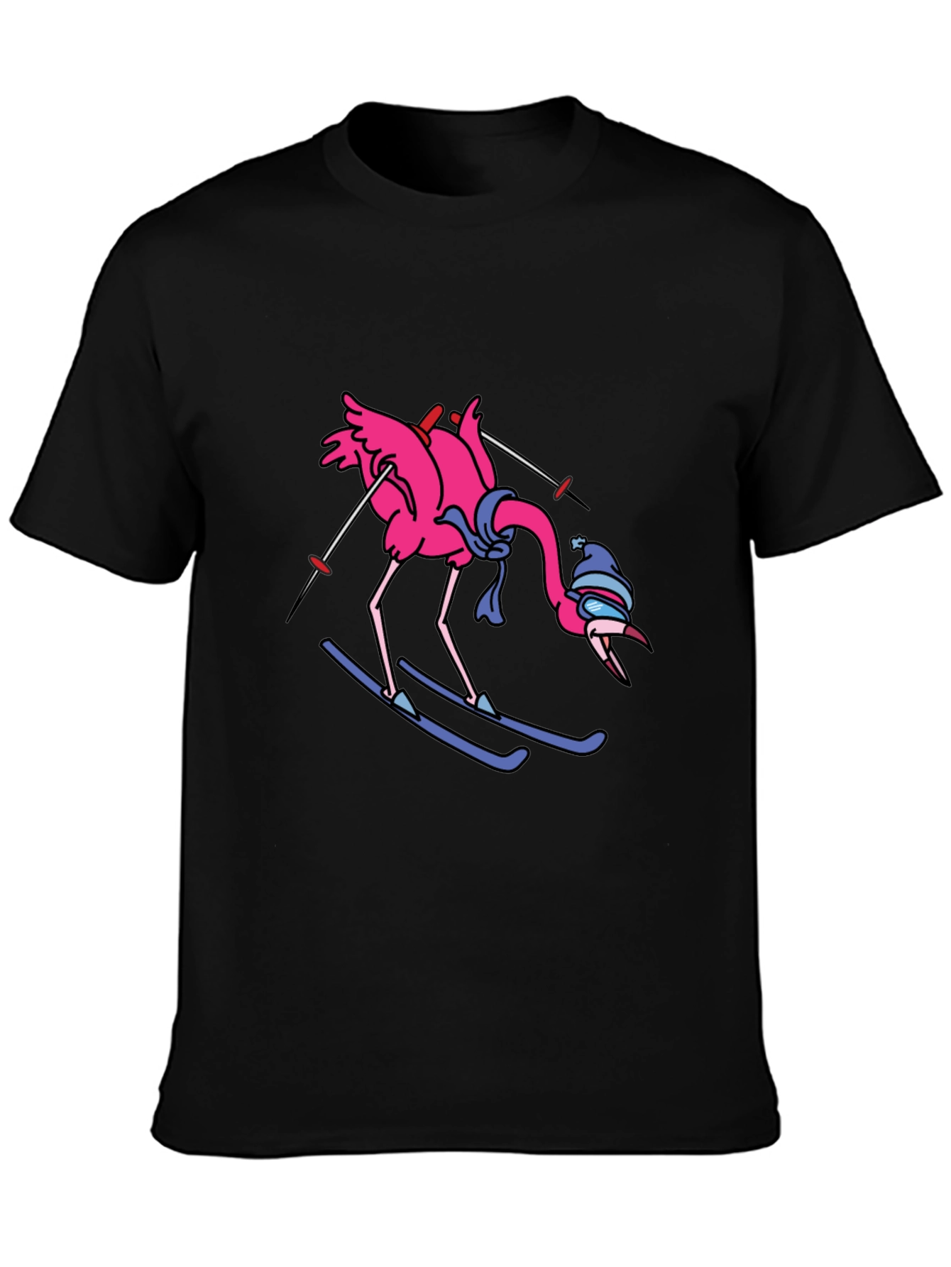 Ski Flamingo T-Shirt - Unique Graphic Tee