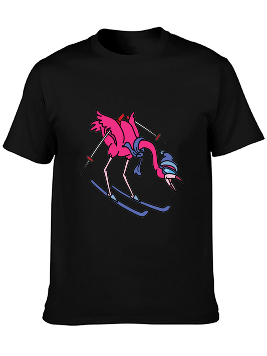 Ski Flamingo T-Shirt - Unique Graphic Tee