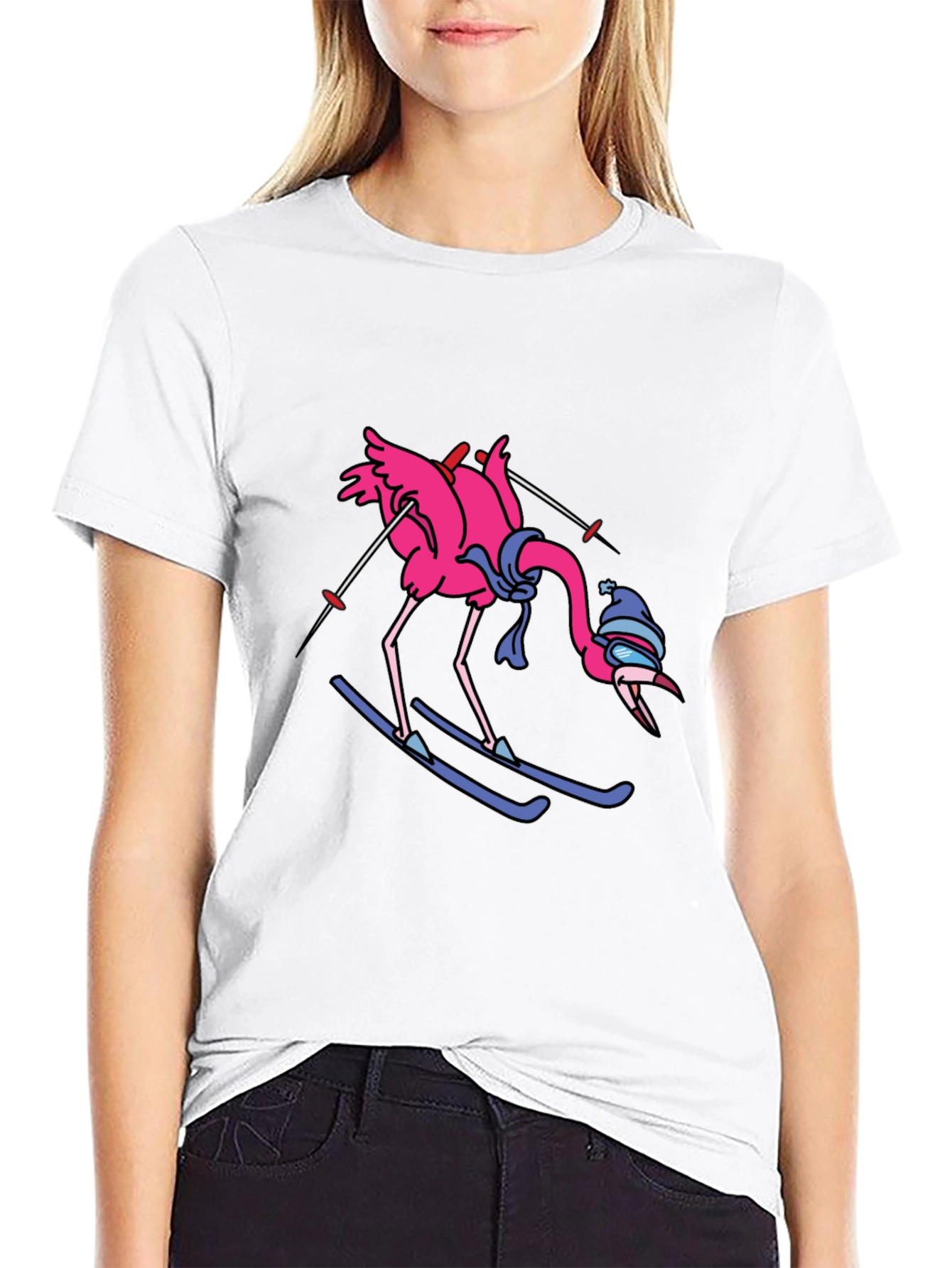 Ski Flamingo T-Shirt - Unique Graphic Tee