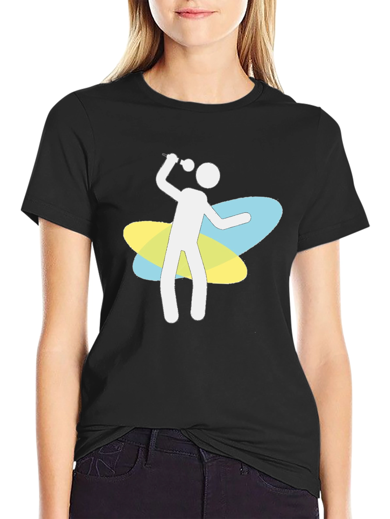 Karaoke Stick Figure Black T-Shirt