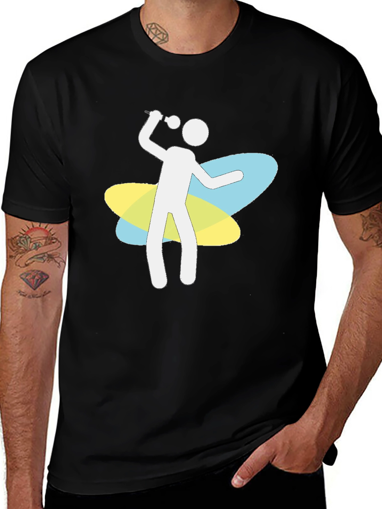 Karaoke Stick Figure Black T-Shirt