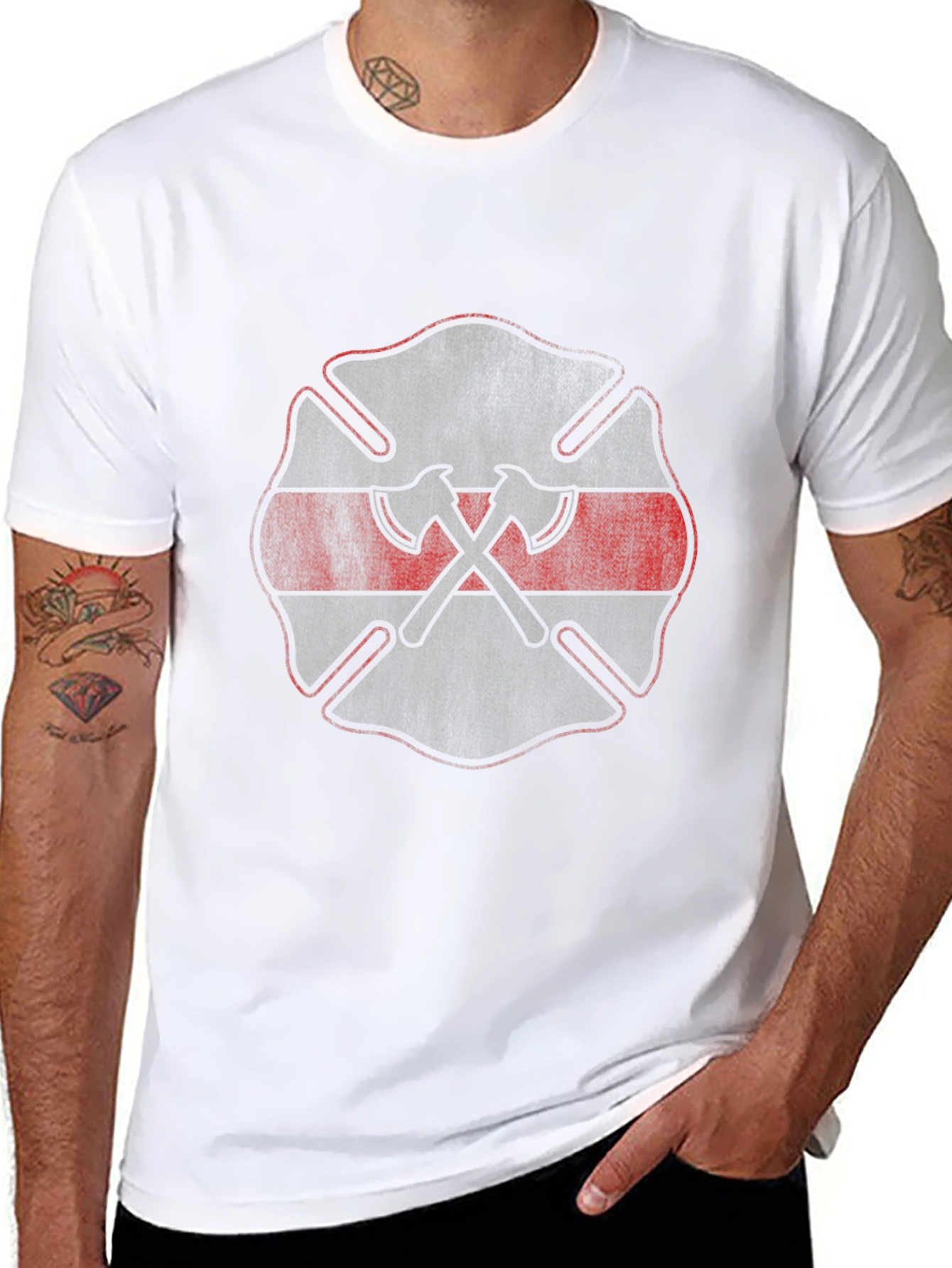 Firefighter Axe Emblem Black T-Shirt