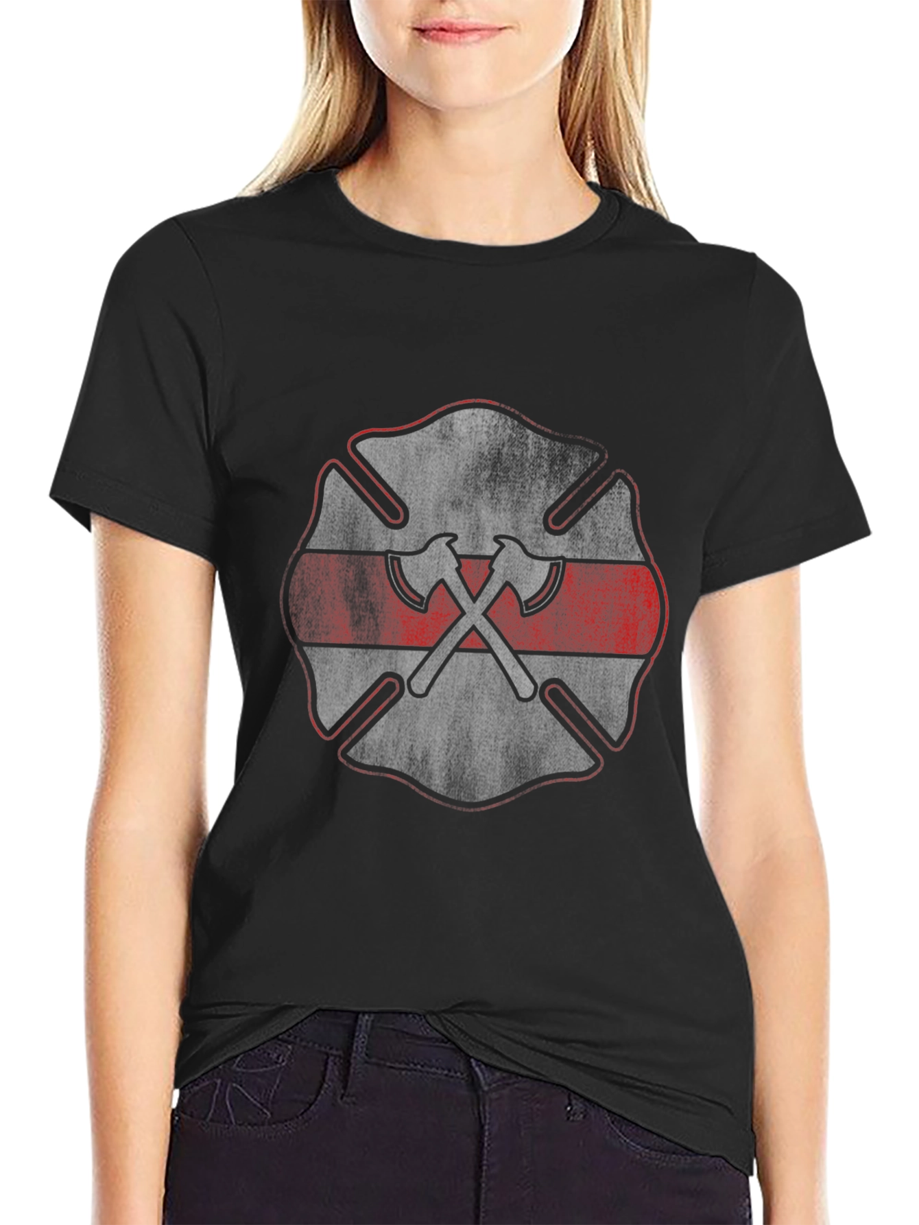 Firefighter Axe Emblem Black T-Shirt