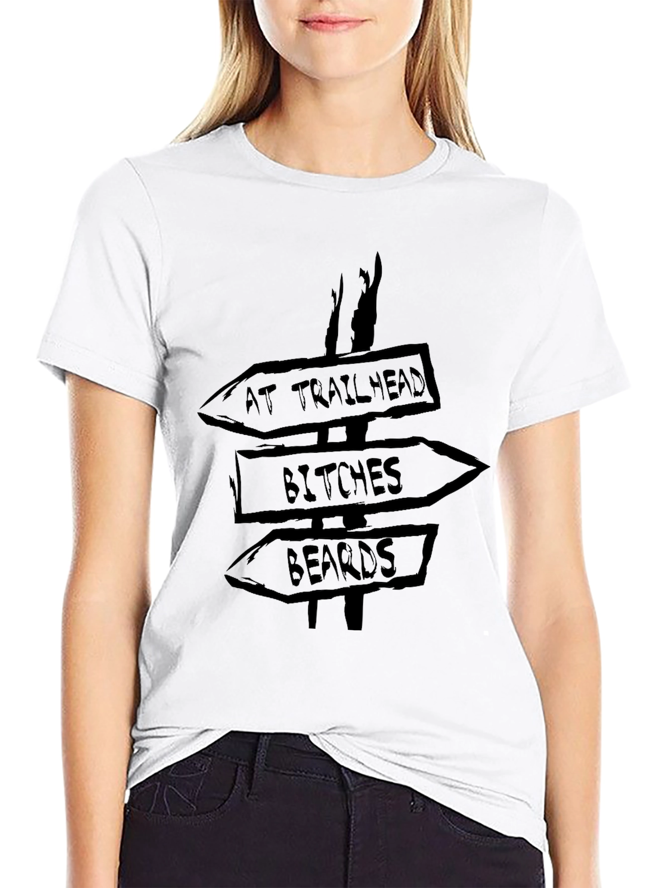 Humorous Trailhead Directional Mens Black T-Shirt